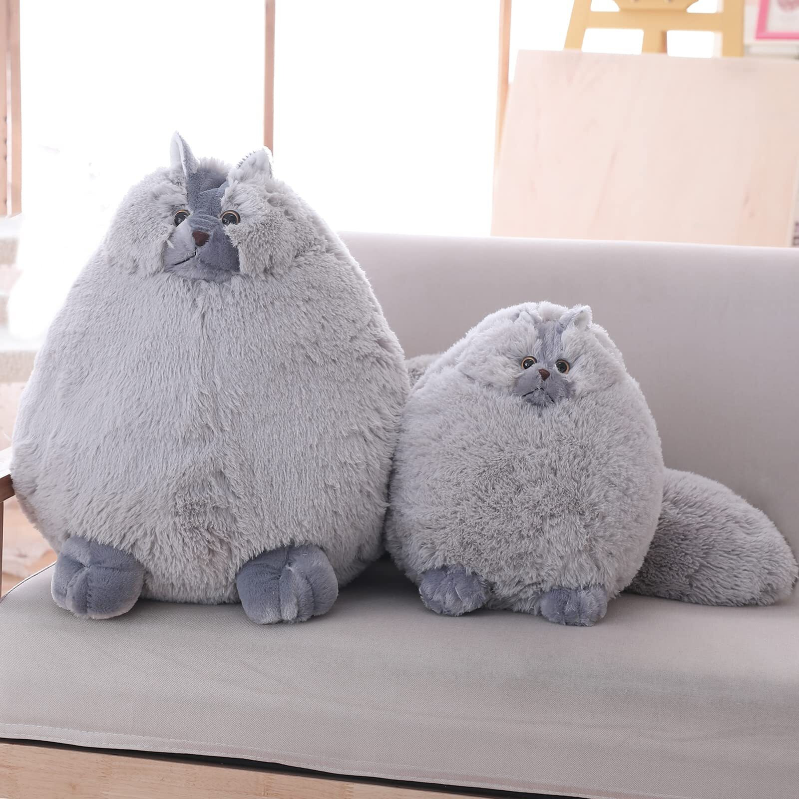 Winsterch Kids Cat Stuffed Animals Plush Cat Toy Birthday Gifts For Boys,Plush Cat Stuffed Animals Baby Doll,Fat Grey Stuffed Plush Cat Animal Toy (Gray, 10 Inches)