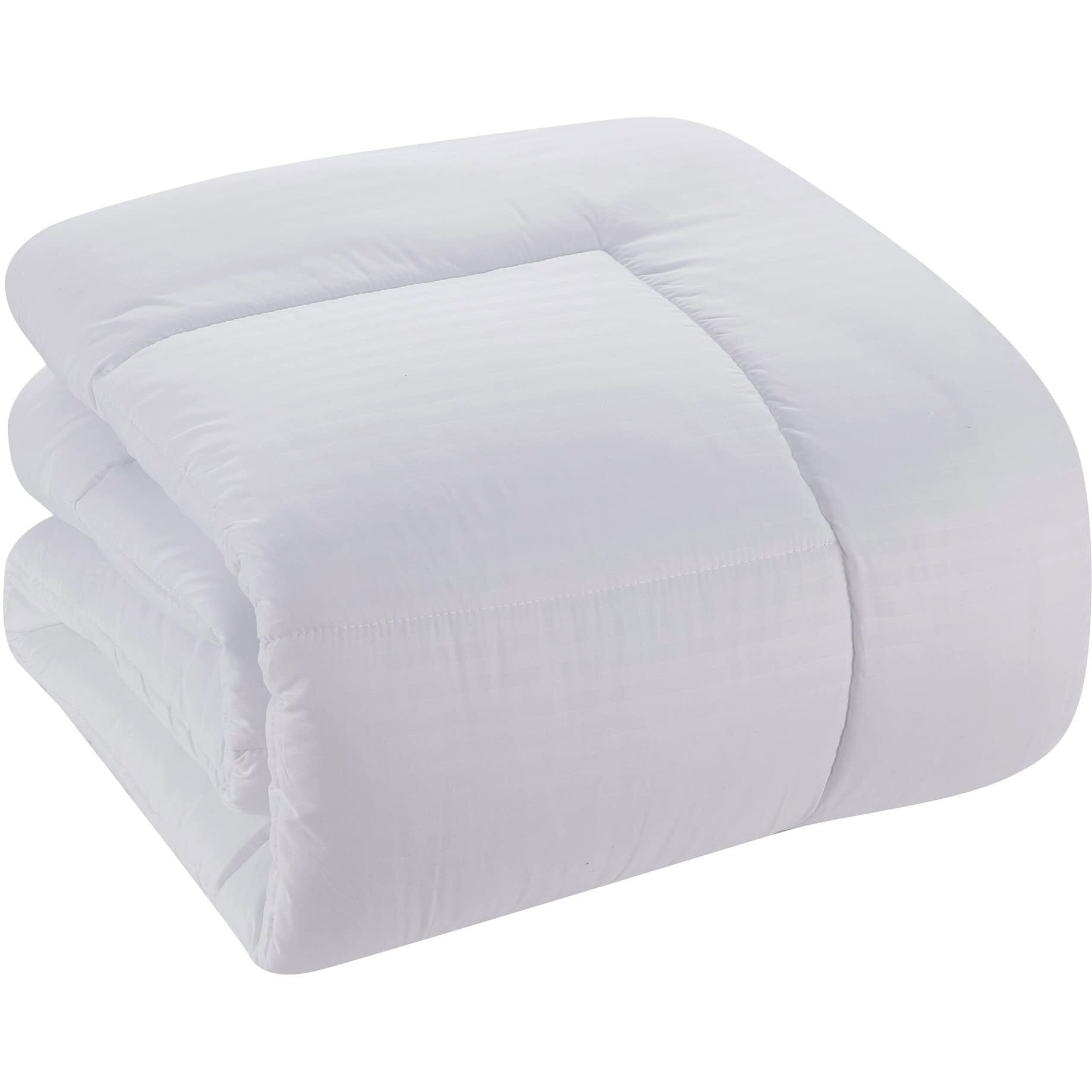 Queen Comforter Set 8 Piece Bed In A Bag With Bed Skirt, Fitted Sheet, Flat Sheet, 2 Pillowcases, 2 Pillow Shams, Queen, Dobby White