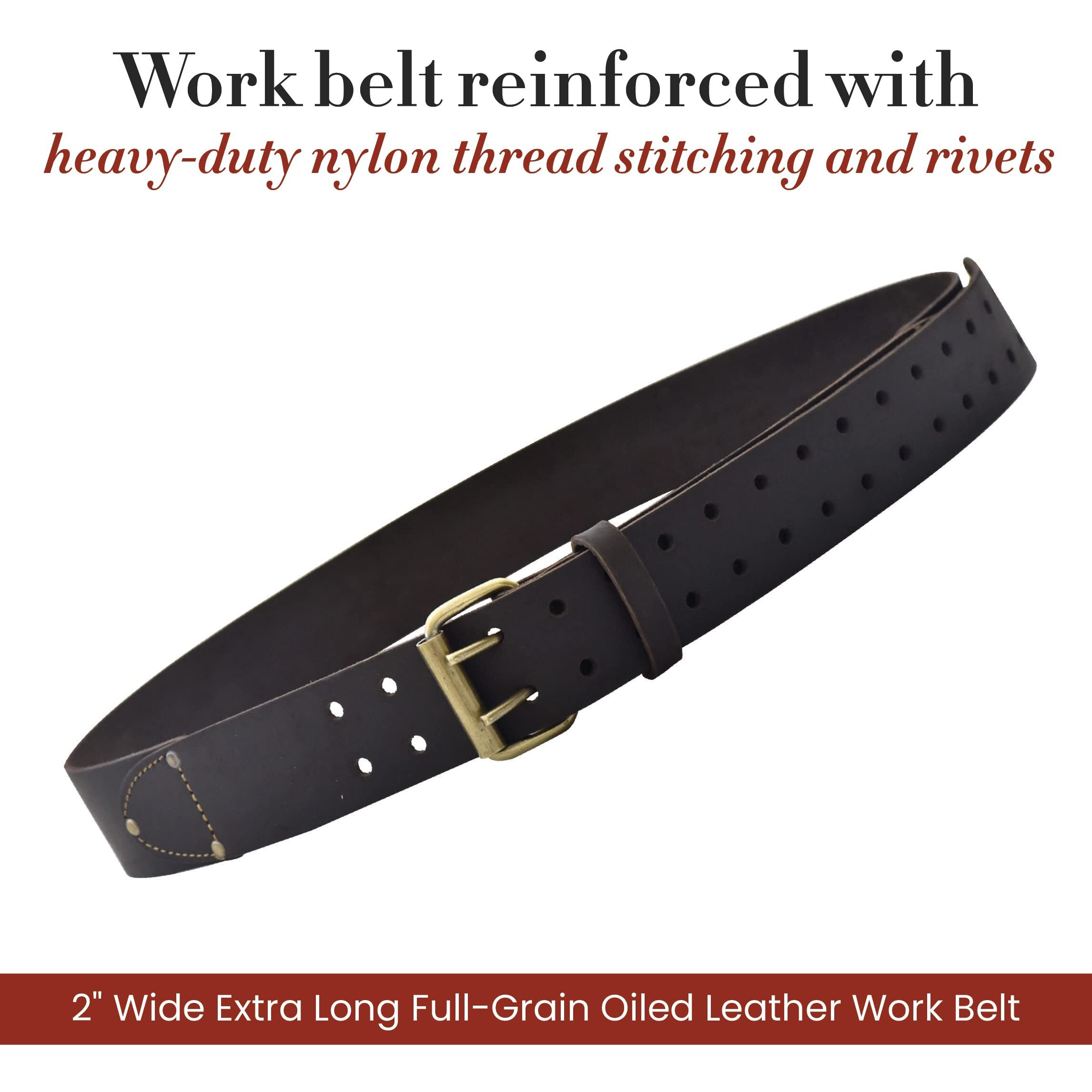 Style N Craft - 2"" Wide Extra Long Full-Grain Oiled Leather Work Belt, Durable And Rugged Belt, Dark Brown (74053)