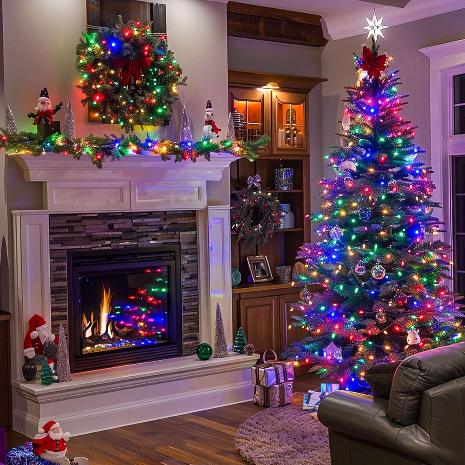 Jmexsuss Multicolor Christmas Tree Lights Indoor Outdoor, 200 Led Multicolor Christmas Lights Clear Wire, 66Ft Colorful Christmas Lights Plug In For Christmas Bedroom Tree Room Party Xmas Decorations