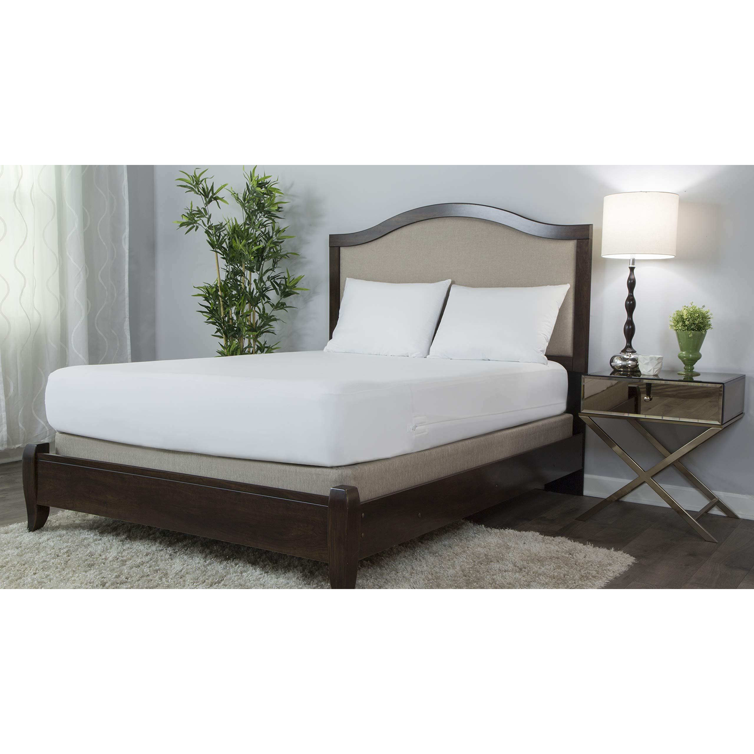 Protect-A-Bed Allerzip Smooth Waterproof Mattress Protector, Machine Washable, King, 11-18 Inches