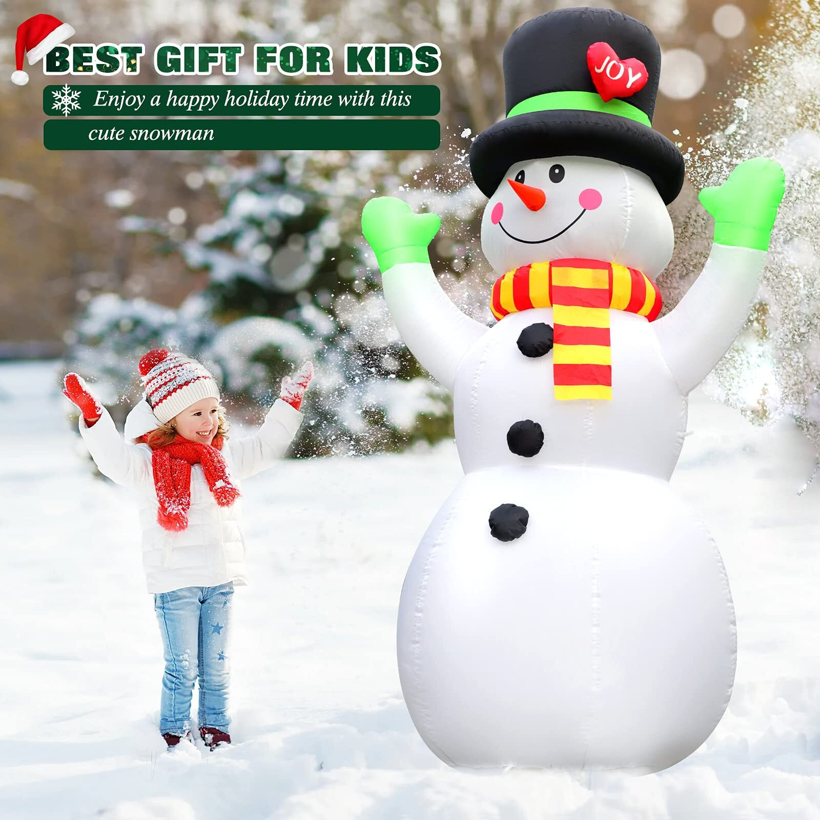 7 Ft Christmas Inflatables Giant Snowman Outdoor Decorations, Blow Up Snow Man Yard Decor Built-In Bright Led Light Wear Magic Hat, Weatherproof Holiday For Garden Patio Lawn Party Xmas Gifts