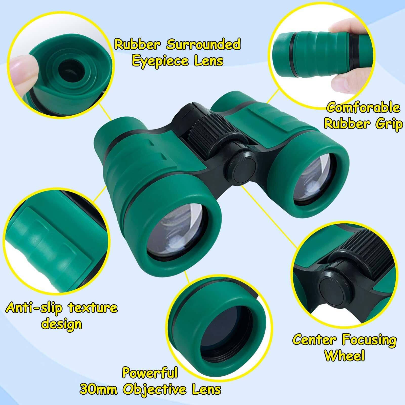 Essenson Binoculars For Kids Toys Gifts For Age 3-12 Years Old Boys Girls Kid Telescope Outdoor Toys For Sport And Outside Play Hiking, Bird Watching, Travel, Camping, Birthday Presents (Forest Green)