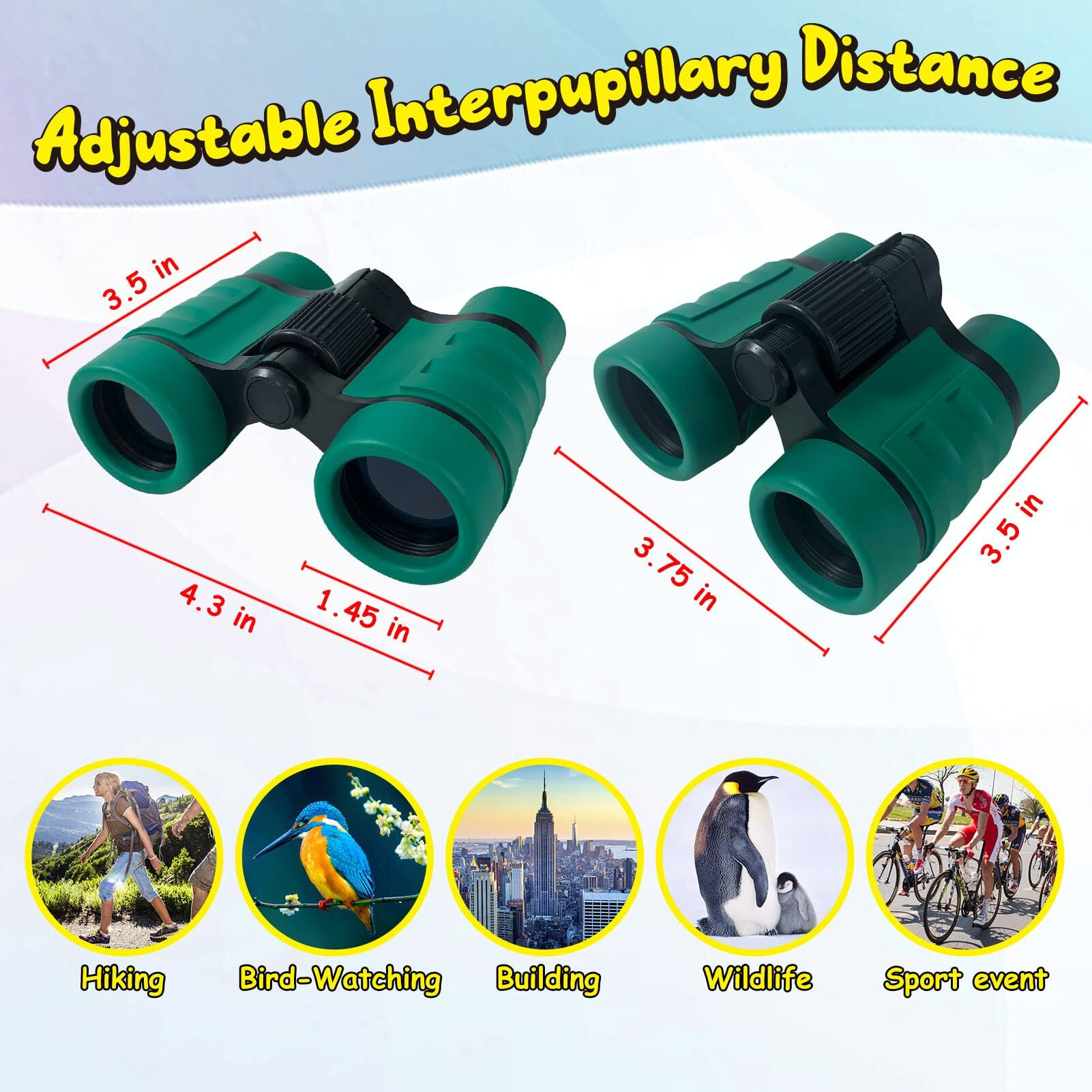 Essenson Binoculars For Kids Toys Gifts For Age 3-12 Years Old Boys Girls Kid Telescope Outdoor Toys For Sport And Outside Play Hiking, Bird Watching, Travel, Camping, Birthday Presents (Forest Green)