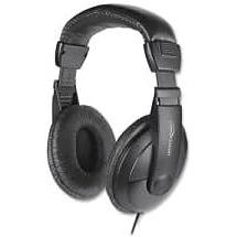Compucessory Cushion Stereo Headphones W/Vol Cntrl - Stereo - Black - Mini-Phone - Wired - 32 Ohm - 20 Hz 20 Khz - Over-The-Head - Binaural - Circumaural - 5.92 Ft Cable