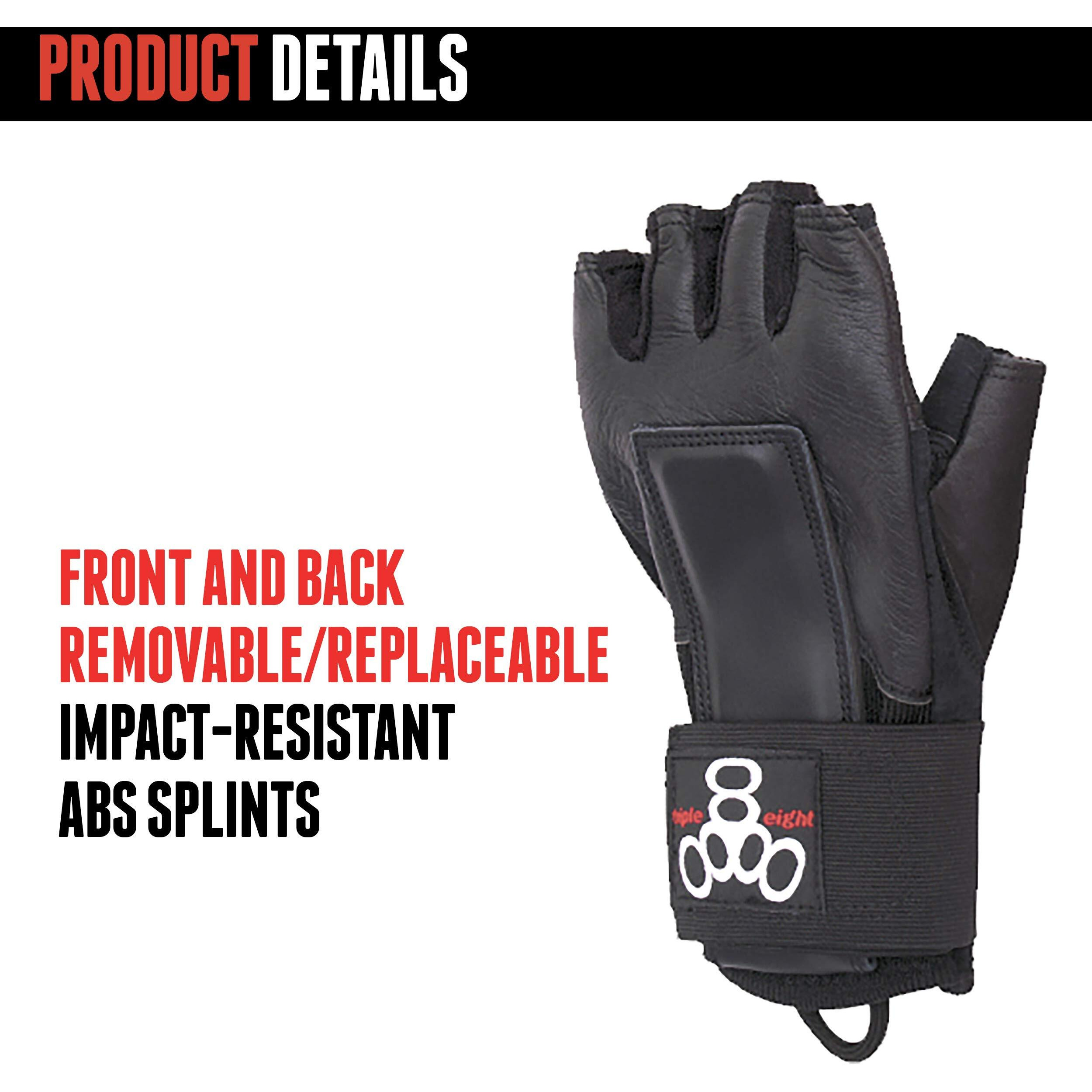 Triple Eight Hired Hands Skateboarding Wrist Guard Gloves, Large, Black (604352 80003)