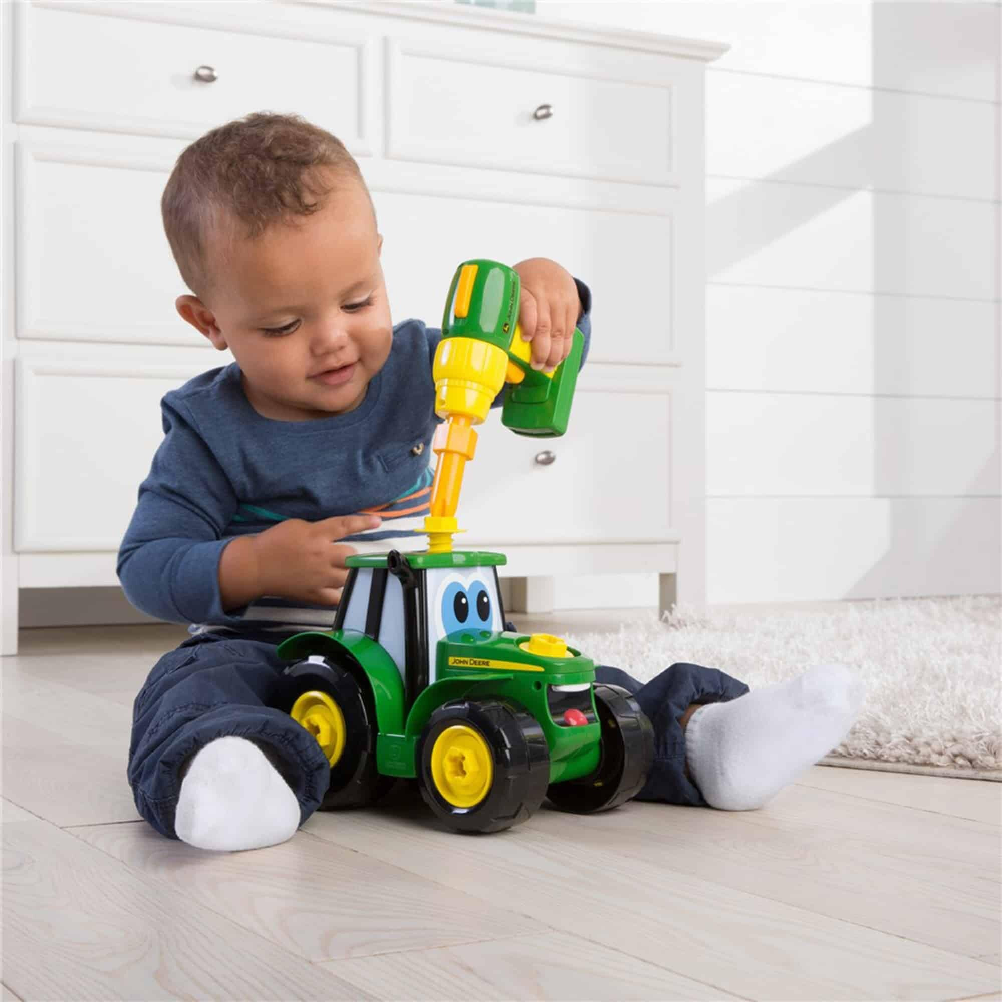 Build-A-Buddy John Deere Tractor Toy And Toy Drill - Toddler Stem Take Apart Toys With 16 Individual Pieces And Kids Tools - Kids Building Toys Ages 3 Years And Up