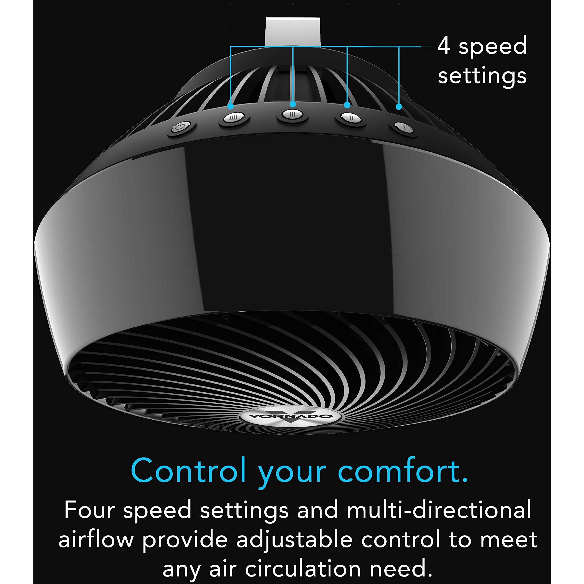 Vornado 660 Large Whole Room Air Circulator Fan For Home, 4 Speeds And 90-Degree Adjustable Tilt, Removable Grill, 10 Inch, Moves Air 100 Feet, Floor Fan For Bedroom, Office, Black