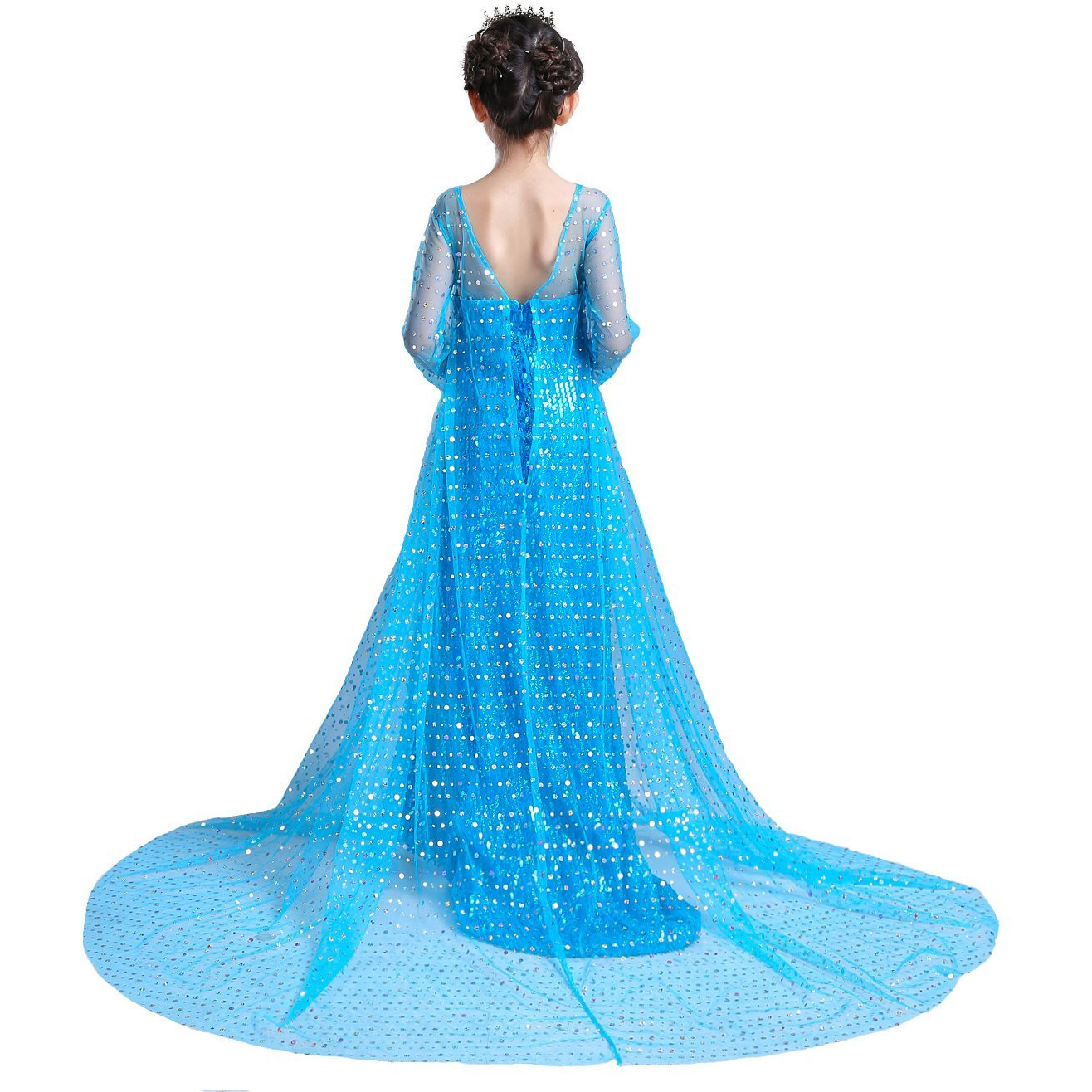 Lito Angels Toddler Girls Princess Dress Up Costumes Halloween Christmas Party Dress Gown Sequined With Accessories Size 4-5 Blue