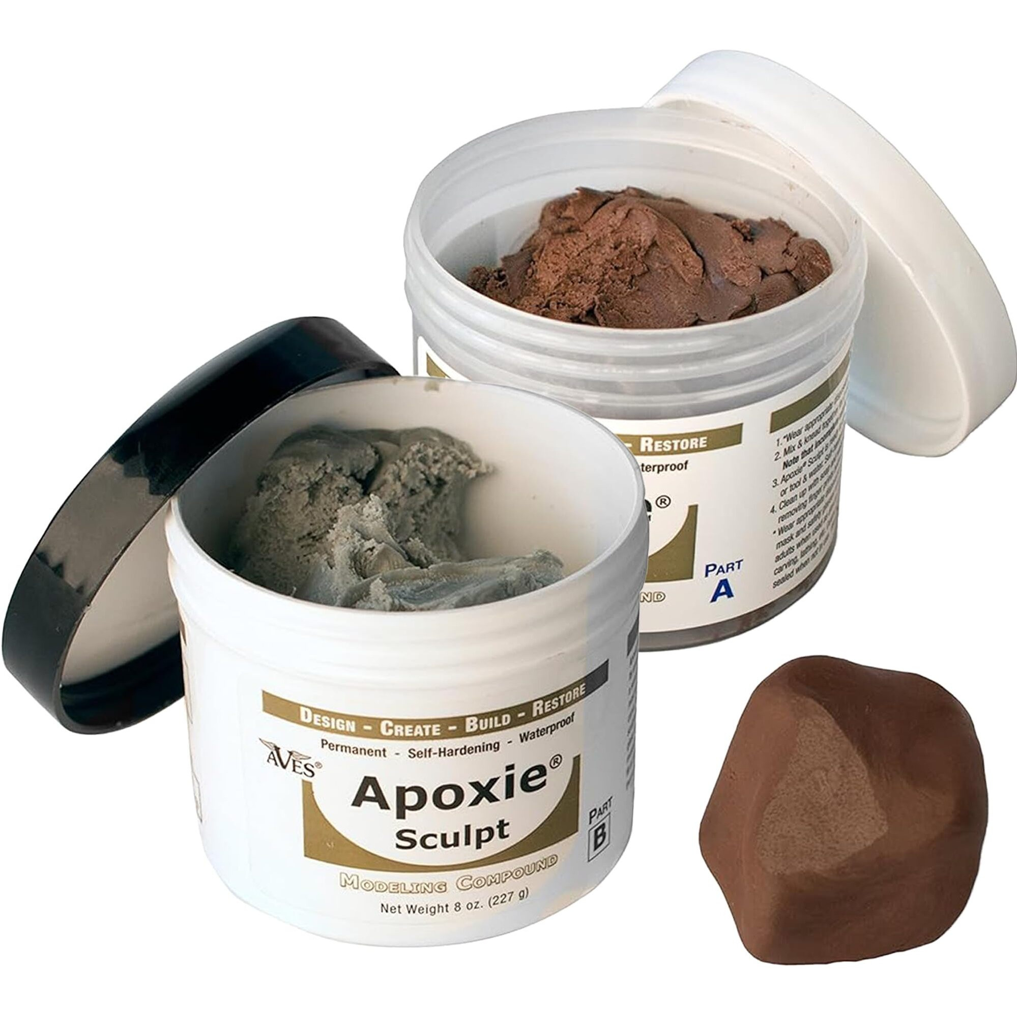 Aves Apoxie Sculpt - 2 Part Modeling Compound (A & B) - 1 Pound, Apoxie Sculpt For Sculpting, Modeling, Filling, Repairing, Simple To Use And Durable Self-Hardening Modeling Compound - Brown