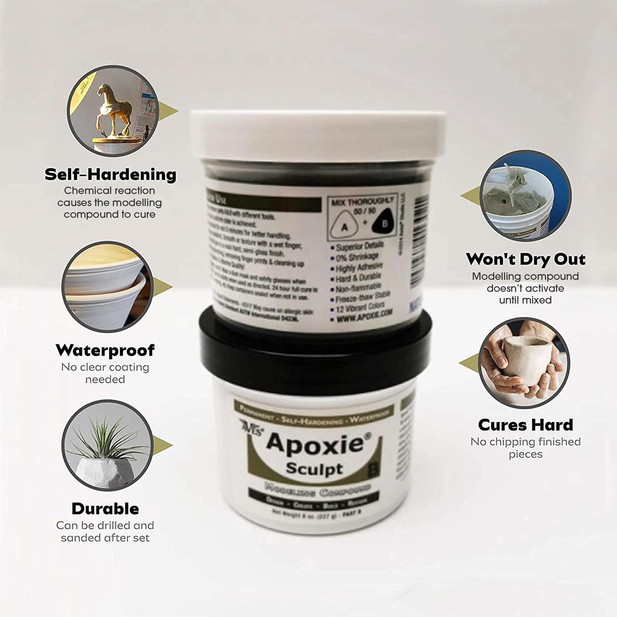 Aves Apoxie Sculpt - 2 Part Modeling Compound (A & B) - 1 Pound, Apoxie Sculpt For Sculpting, Modeling, Filling, Repairing, Simple To Use And Durable Self-Hardening Modeling Compound - Brown