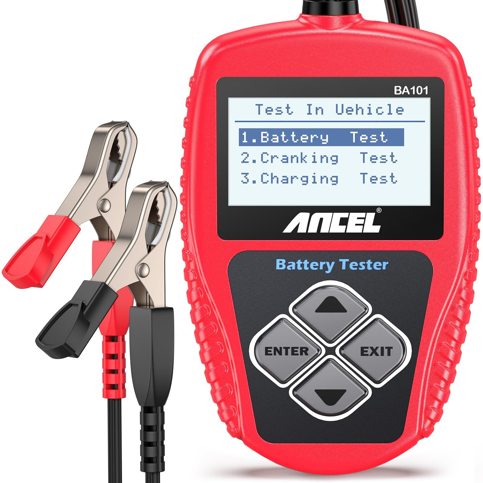Ancel Ba101 Car Battery Tester 12V - Digital Automotive Batteries & Alternator Diagnostic Tool, 100-2000 Cca Load Capacity, Charging & Cranking Analysis For Motorcycle, Truck, Boat, Rv, Marine & More