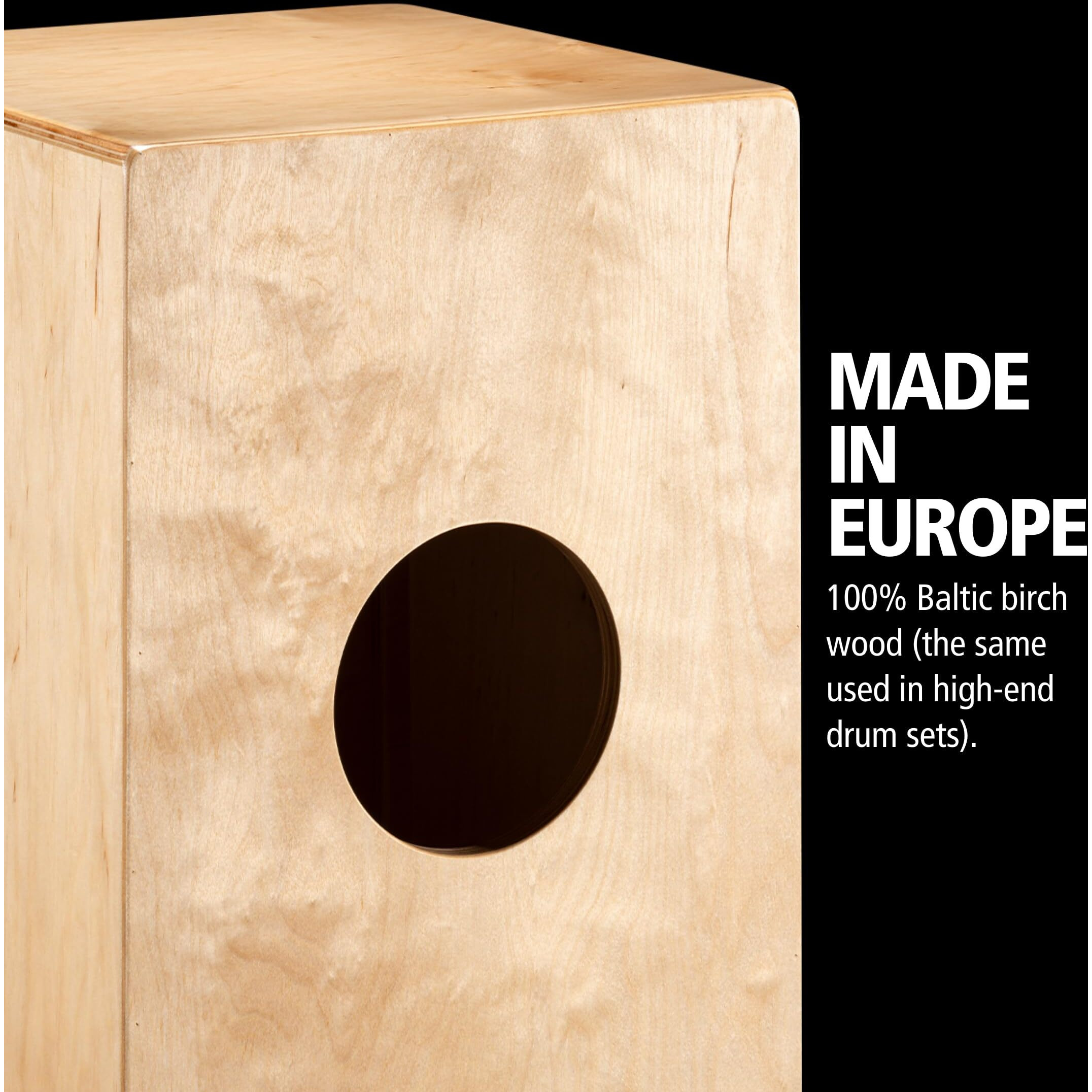 Meinl Percussion Cafe Cajon Box Drum Plus Bag With Snare And Bass Tone For Acoustic Music - Made In Europe - Baltic Birch Wood, Play With Your Hands, 2-Year Warranty, Natural/Wine Red (Bc1Ntwr)