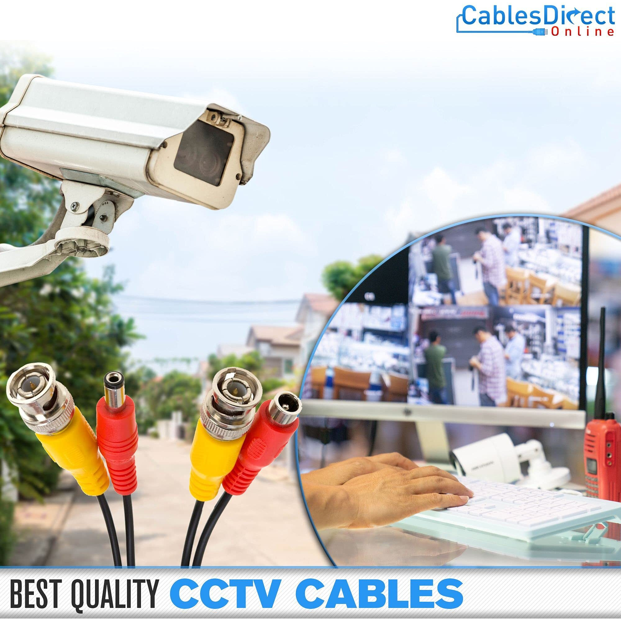50Ft Black Premade Bnc Video Power Cable Extension Wire For Cctv, Security Camera, Dvr, Surveillance System, All In One Plug & Play Cord