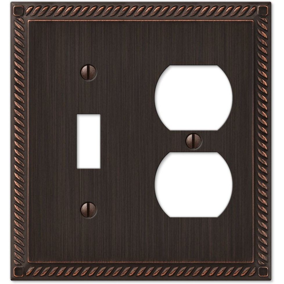 Amerelle 54Tdvb Georgian Single Toggle/Single Duplex Cast Metal Wallplate In Aged Bronze