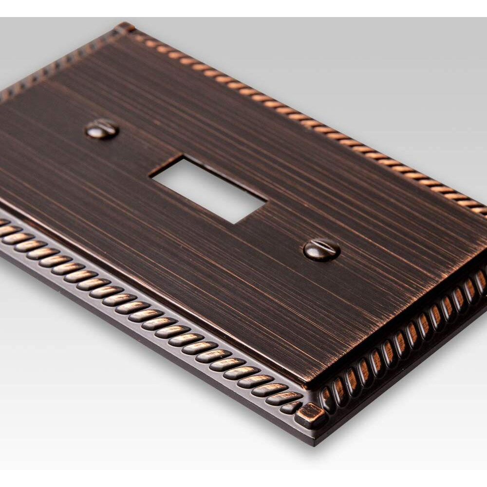 Amerelle 54Tdvb Georgian Single Toggle/Single Duplex Cast Metal Wallplate In Aged Bronze