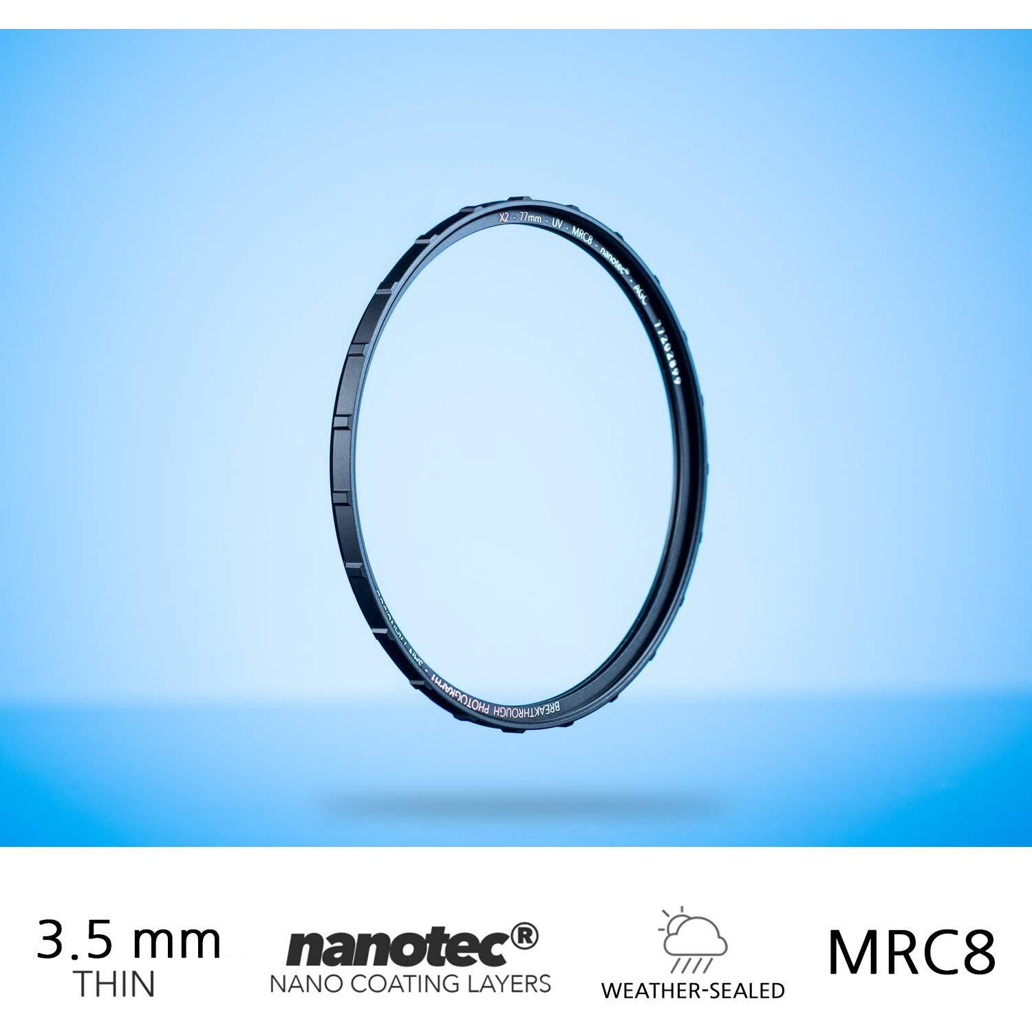 82Mm X2 Uv Filter For Camera Lenses - Uv Protection Photography Filter With Lens Cloth - Mrc8, Nanotec Coatings, Ultra-Slim, Traction Frame, Weather-Sealed By Breakthrough Photography