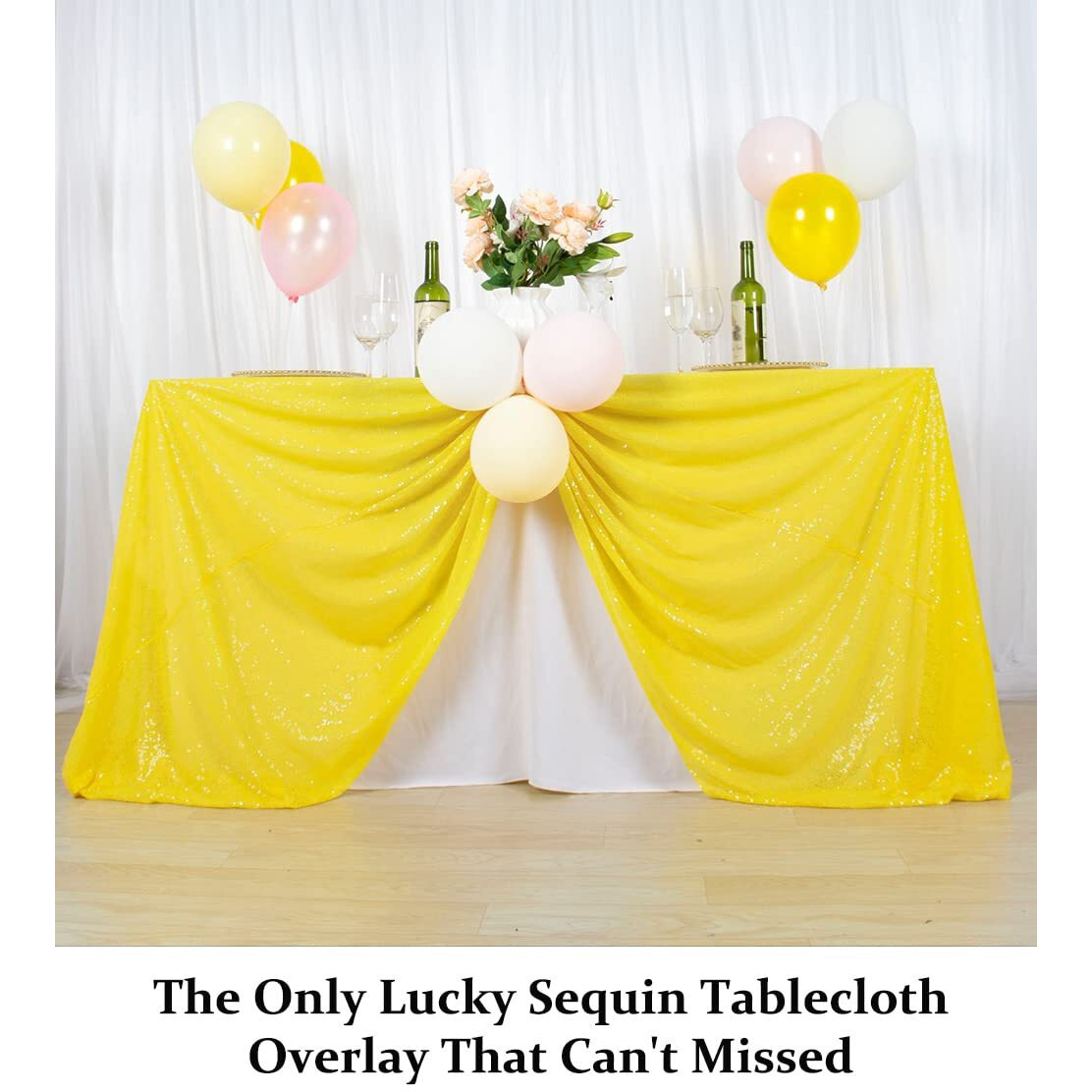 Duobao Sequin Tablecloth 60X102 Inches Popular Bridal Dress Table Cloth,Fashion Tablecloth Overlay Payette Tablecloth First Birthday Tablecloth(60X102-Inch, Yellow)