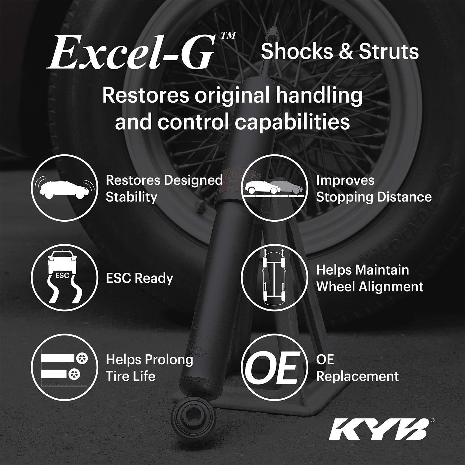 Kyb 334400 Excel-G Gas Strut, Black , Silver