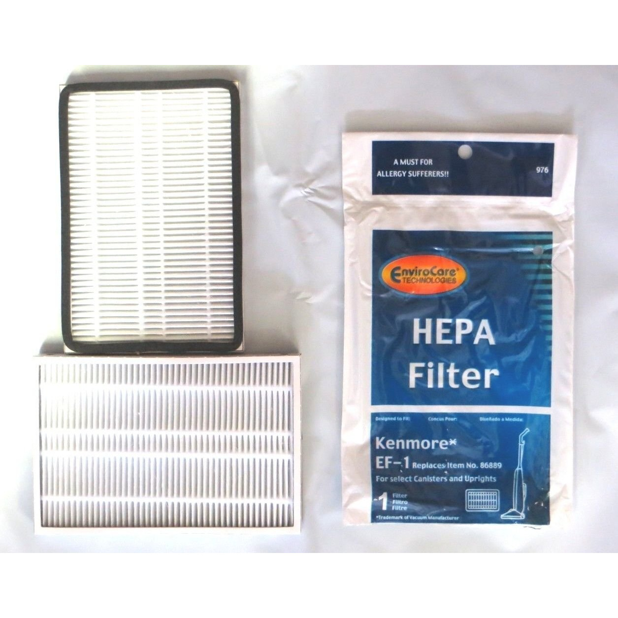 Envirocare Replacement Vacuum Bags Designed To Fit Kenmore Uprights 50688 And 50690, Panasonic Type U-2 Uprights 9 Bags And 1 Ef-1 Hepa Filter