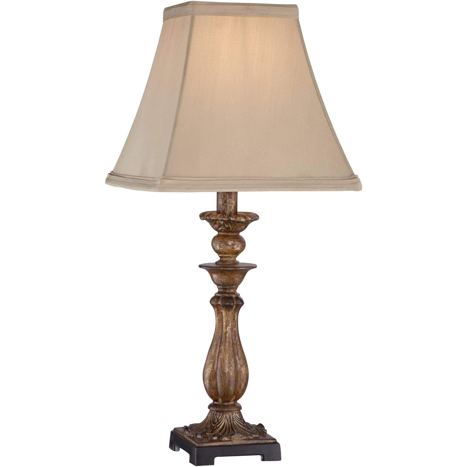 Regency Hill Alzano Rustic Traditional Cottage Style Accent Table Lamp 18"" High Antique Distressed Light Bronze Brown Square Shade Decor For Bedroom House Bedside Nightstand Home Office