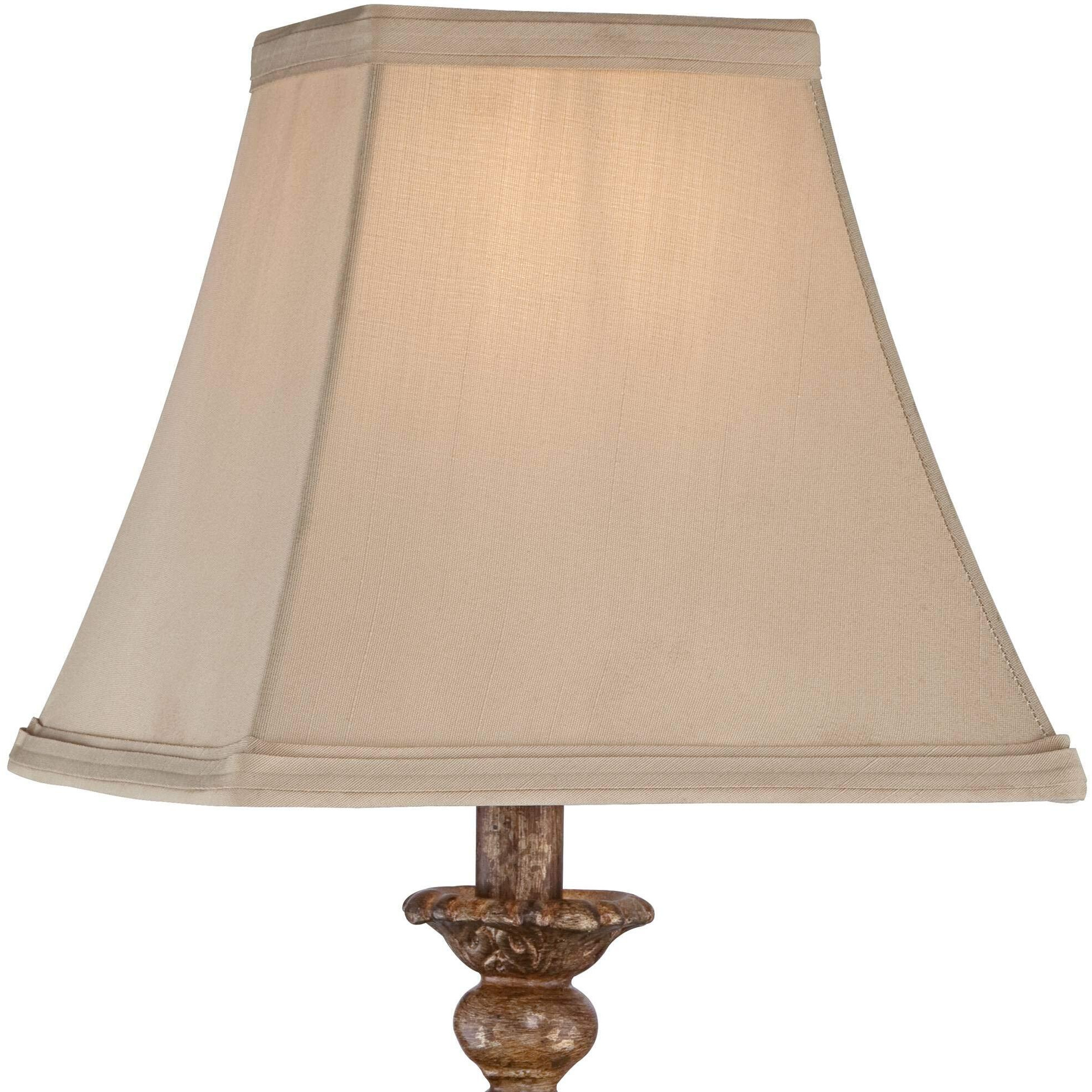 Regency Hill Alzano Rustic Traditional Cottage Style Accent Table Lamp 18"" High Antique Distressed Light Bronze Brown Square Shade Decor For Bedroom House Bedside Nightstand Home Office
