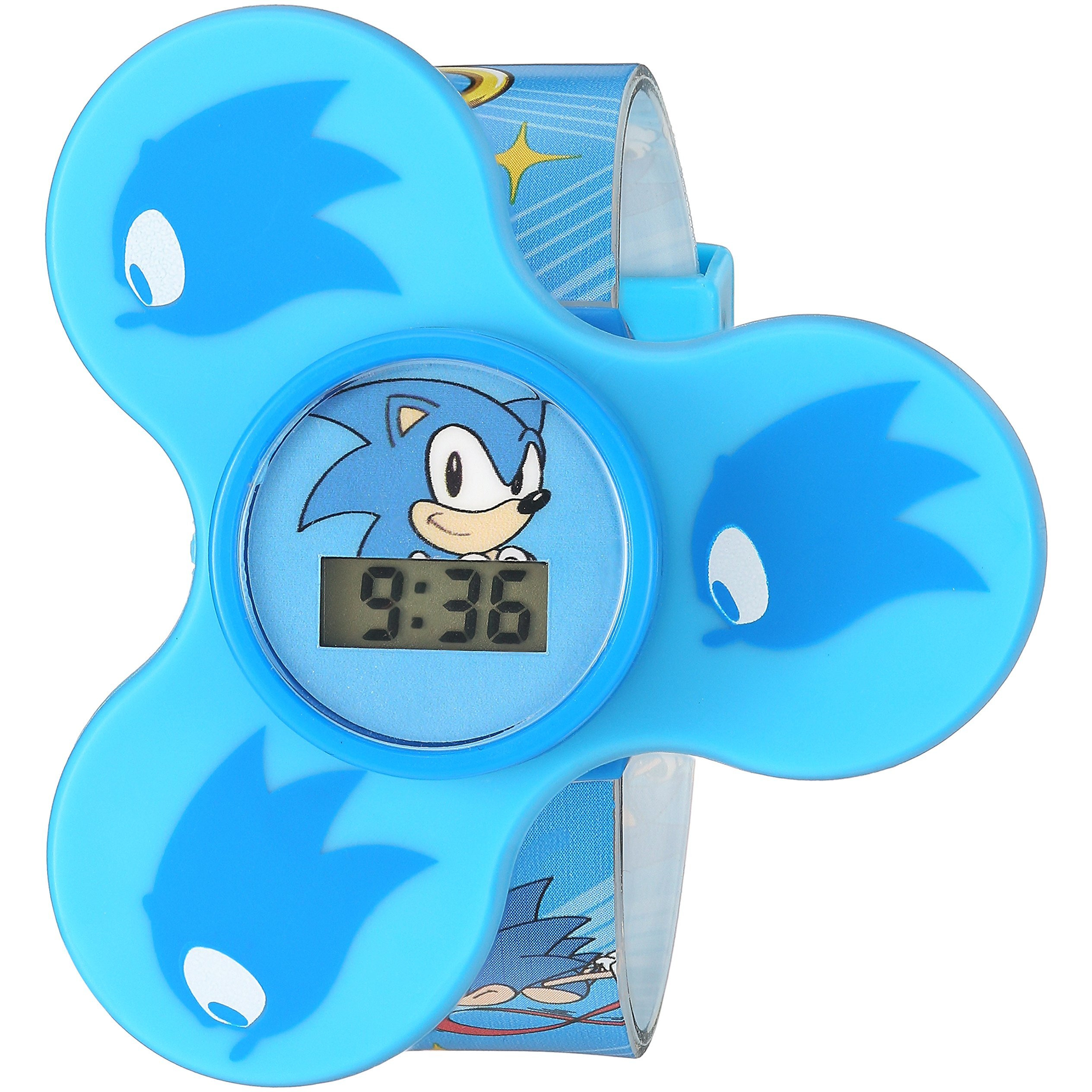 Accutime Kids Sonic The Hedgehog Fidget Spinner Blue Digital Watch For Boys, Girls And Toddlers (Model Snc4016Az)