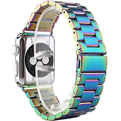 Huanlong Solid Stainless Steel Band Compatible With Apple Watch 49Mm 46Mm 45Mm 44Mm 42Mm 41Mm 40Mm 38Mm, Metal Strap For Iwatch Series Ultra/Ultra2/10/9/8/7/6/5/4/3/2/1 Se Women And Men(Colorful 42Mm/44Mm/45Mm/46Mm/49Mm)