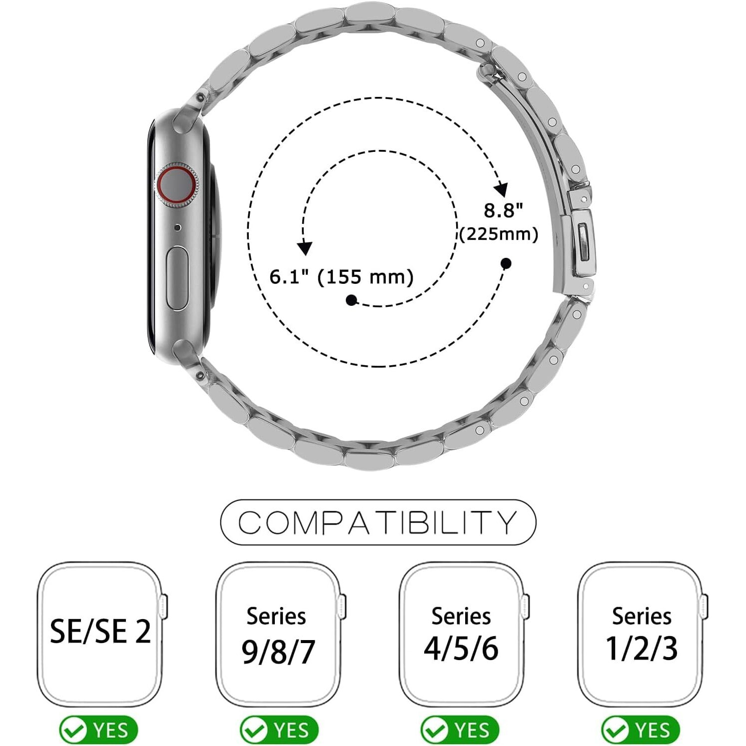 Huanlong Solid Stainless Steel Band Compatible With Apple Watch 49Mm 46Mm 45Mm 44Mm 42Mm 41Mm 40Mm 38Mm, Metal Strap For Iwatch Series Ultra/Ultra2/10/9/8/7/6/5/4/3/2/1 Se Women And Men(Colorful 42Mm/44Mm/45Mm/46Mm/49Mm)