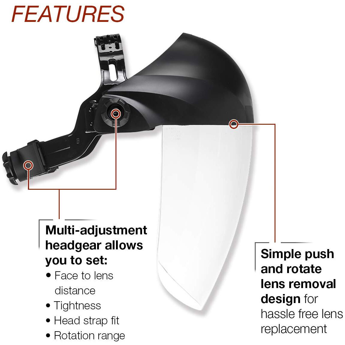 Lincoln Electric Omnishield Professional Face Shield - High Density Clear Lens - Premium Headgear - K3750-1