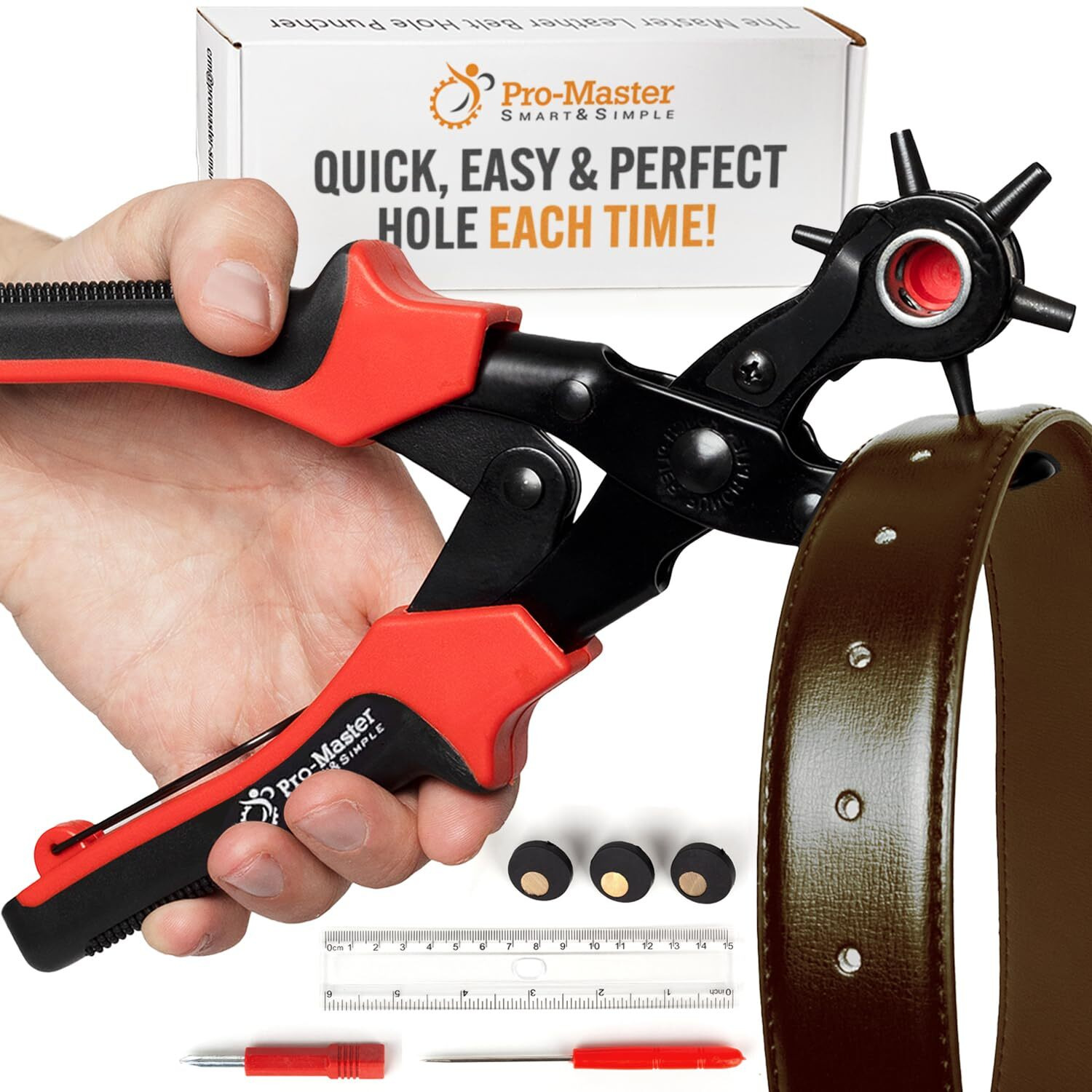 Professional Leather Hole Puncher Tool For Belts, Watch Bands, Handbag Straps And More, Precision Multi-Size Fabric & Leather Hole Puncher For Crafts & Easy Diy Belt Holes