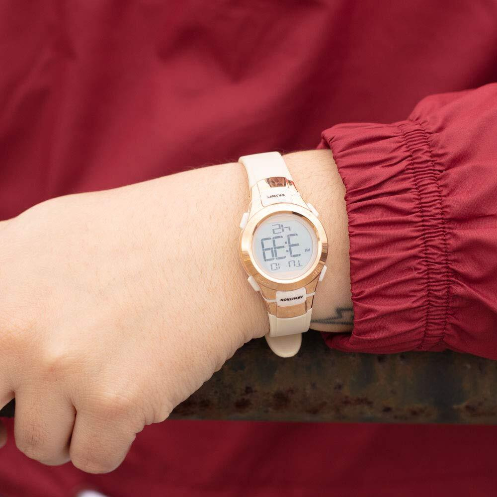 Armitron Sport Women's 45/7012Pbh Rose Gold-Tone Accented Digital Chronograph Blush Pink Resin Strap Watch