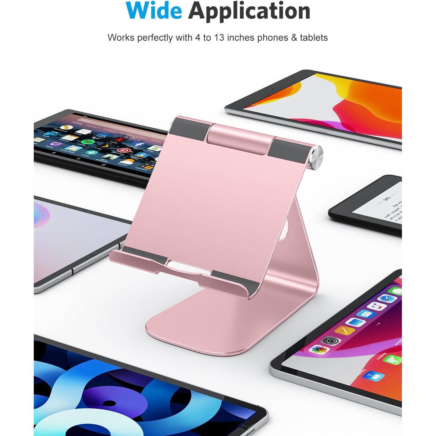 Omoton Tablet Stand Holder Adjustable, T1 Desktop Aluminum Tablet Dock Cradle Compatible With Ipad Air/Mini, Ipad 10.2/9.7, Ipad Pro 11/12.9, Samsung Tab And More, Rose Gold