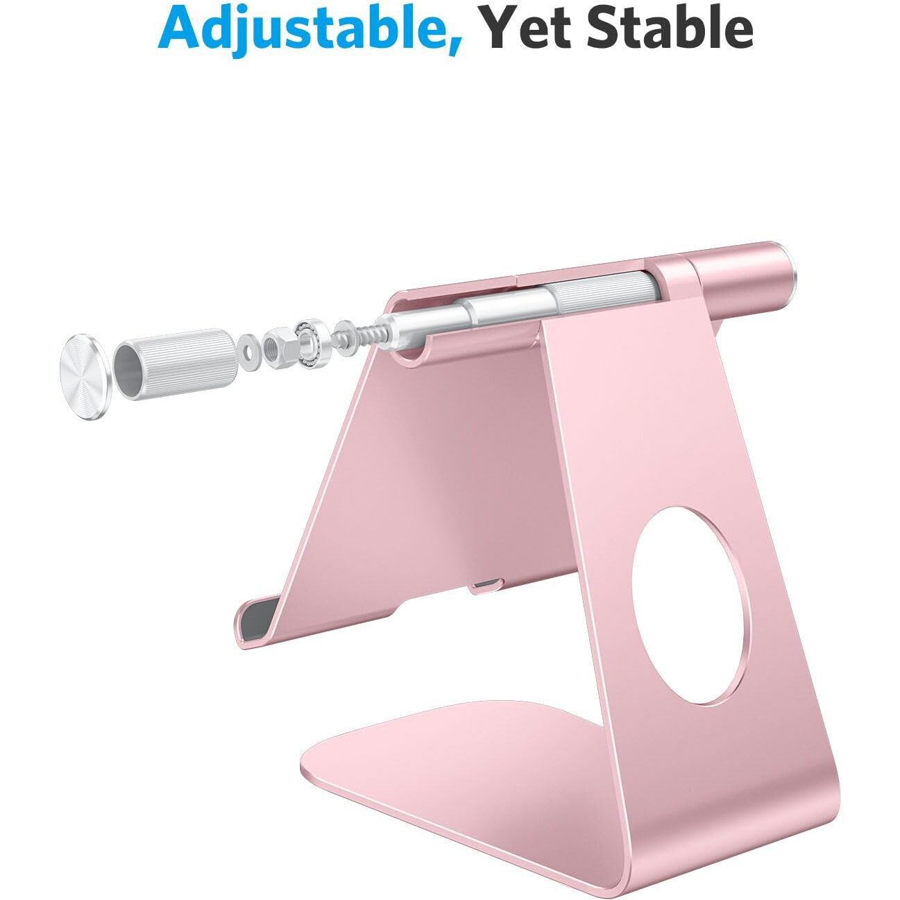 Omoton Tablet Stand Holder Adjustable, T1 Desktop Aluminum Tablet Dock Cradle Compatible With Ipad Air/Mini, Ipad 10.2/9.7, Ipad Pro 11/12.9, Samsung Tab And More, Rose Gold