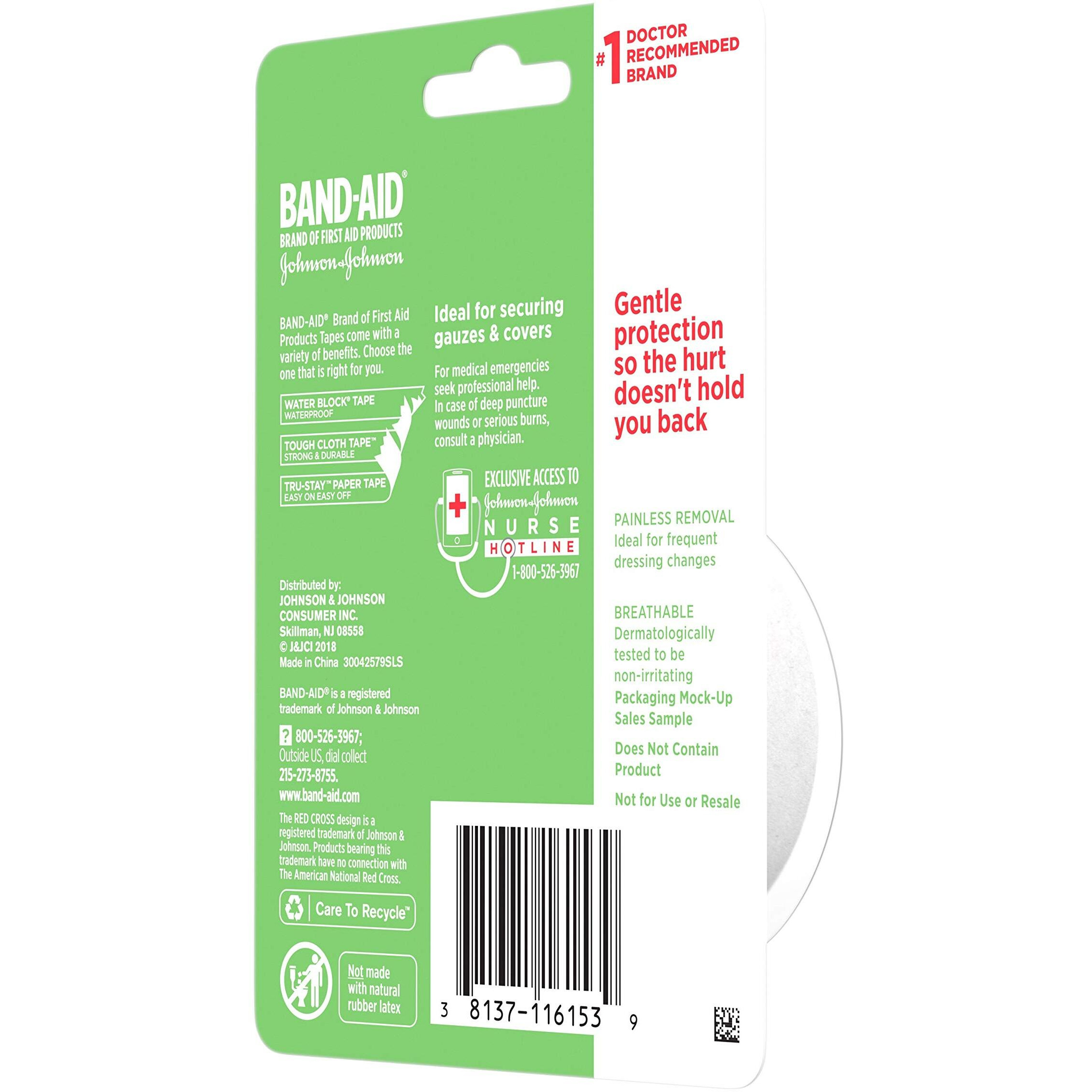 Band-Aid Brand First Aid Hurt-Free Medical Adhesive Paper Tape For Wound Dressings, 1 In By 10 Yd