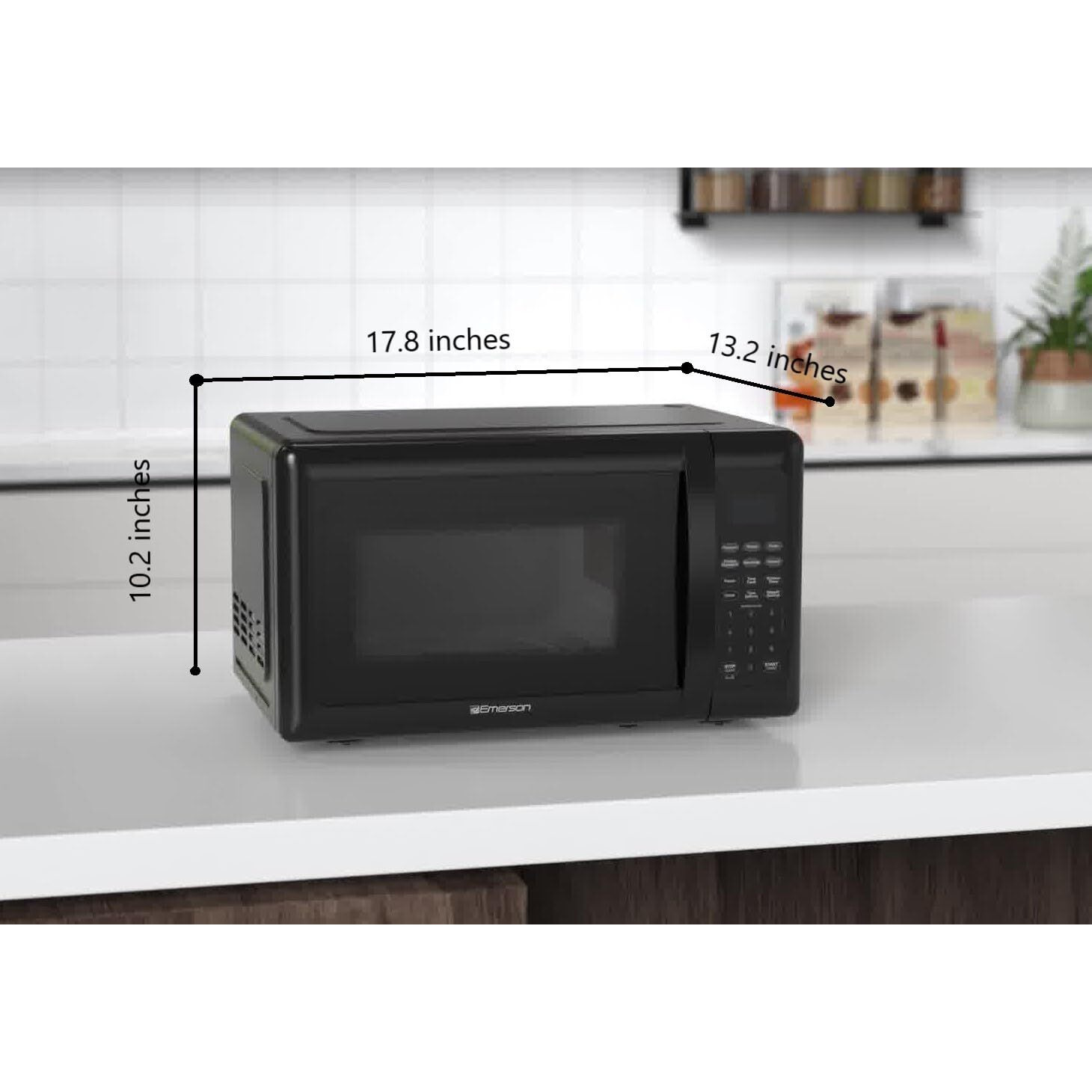 Emerson Mw7302B Compact Countertop Microwave Oven With Touch Control, Led Display, 700W, 10 Power Levels, 6 Auto Menus, Glass Turntable And Child Safe Lock, 0.7 Cu., Ft. Black