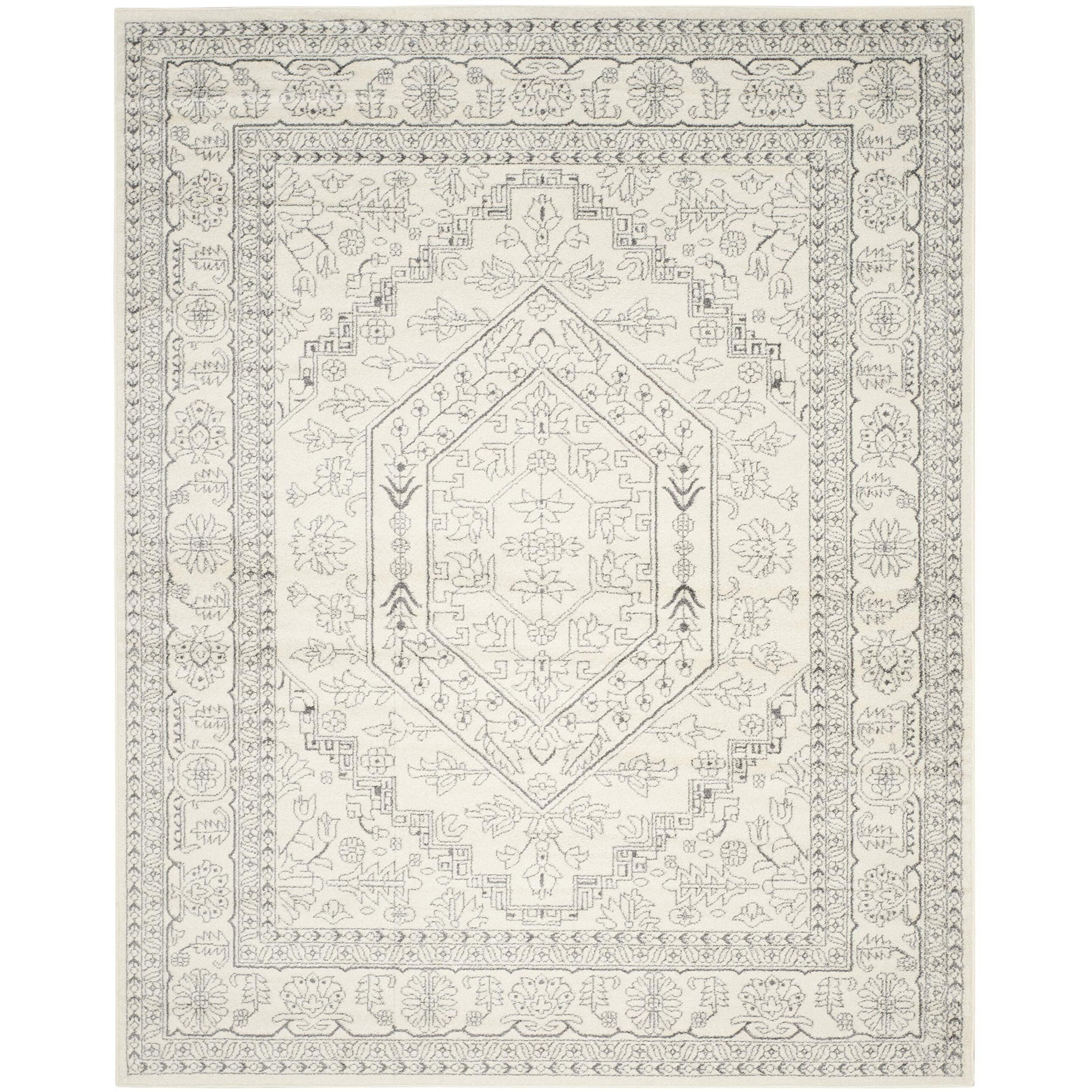 Safavieh Adirondack Collection Area Rug - 9' X 12', Ivory & Silver, Oriental Medallion Design, Non-Shedding & Easy Care, Ideal For High Traffic Areas In Living Room, Bedroom (Adr108B)