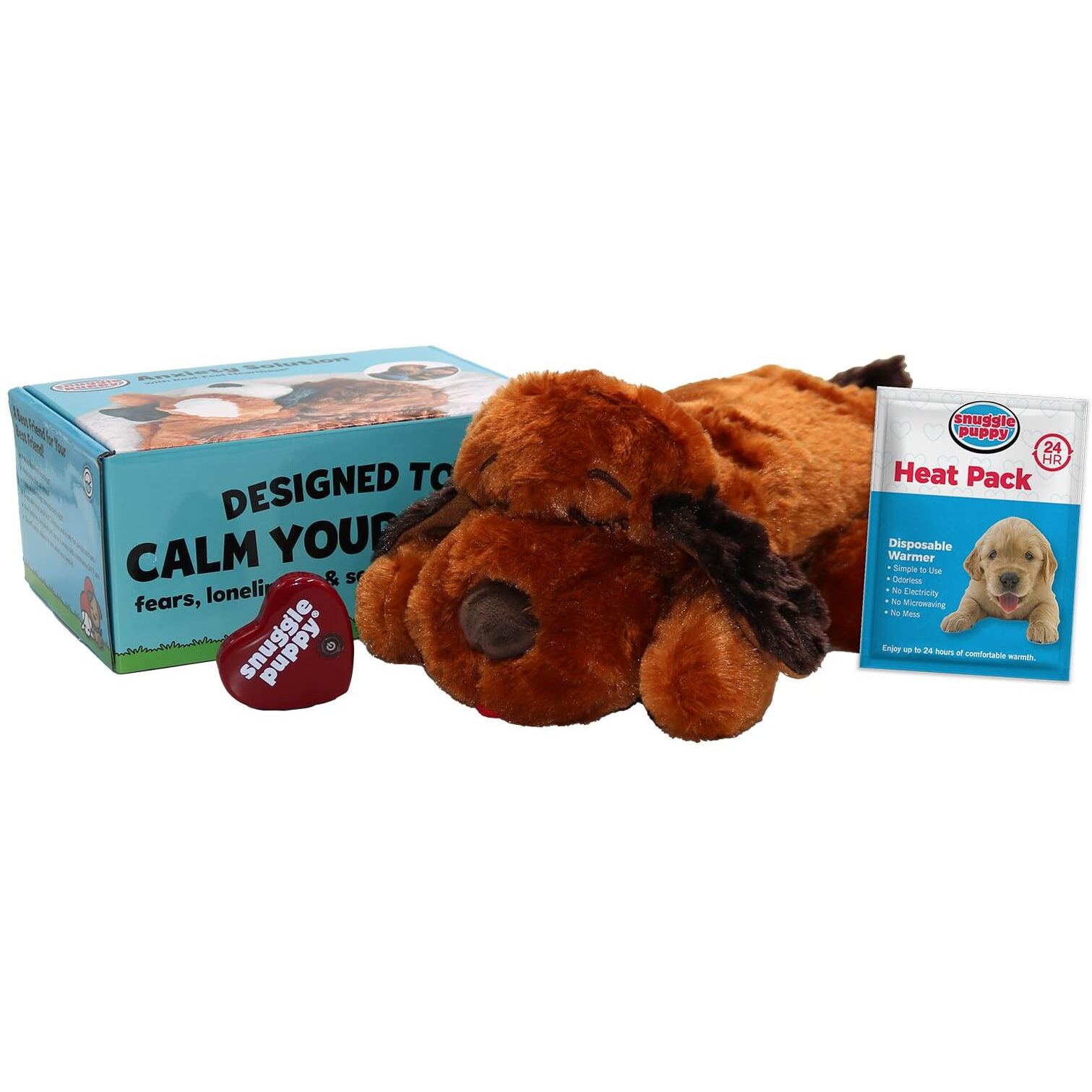 Smartpetlove Original Snuggle Puppy Heartbeat Stuffed Toy For Dogs. Pet Anxiety Relief And Calming Aid, Comfort Toy For Behavioral Training In Brown.