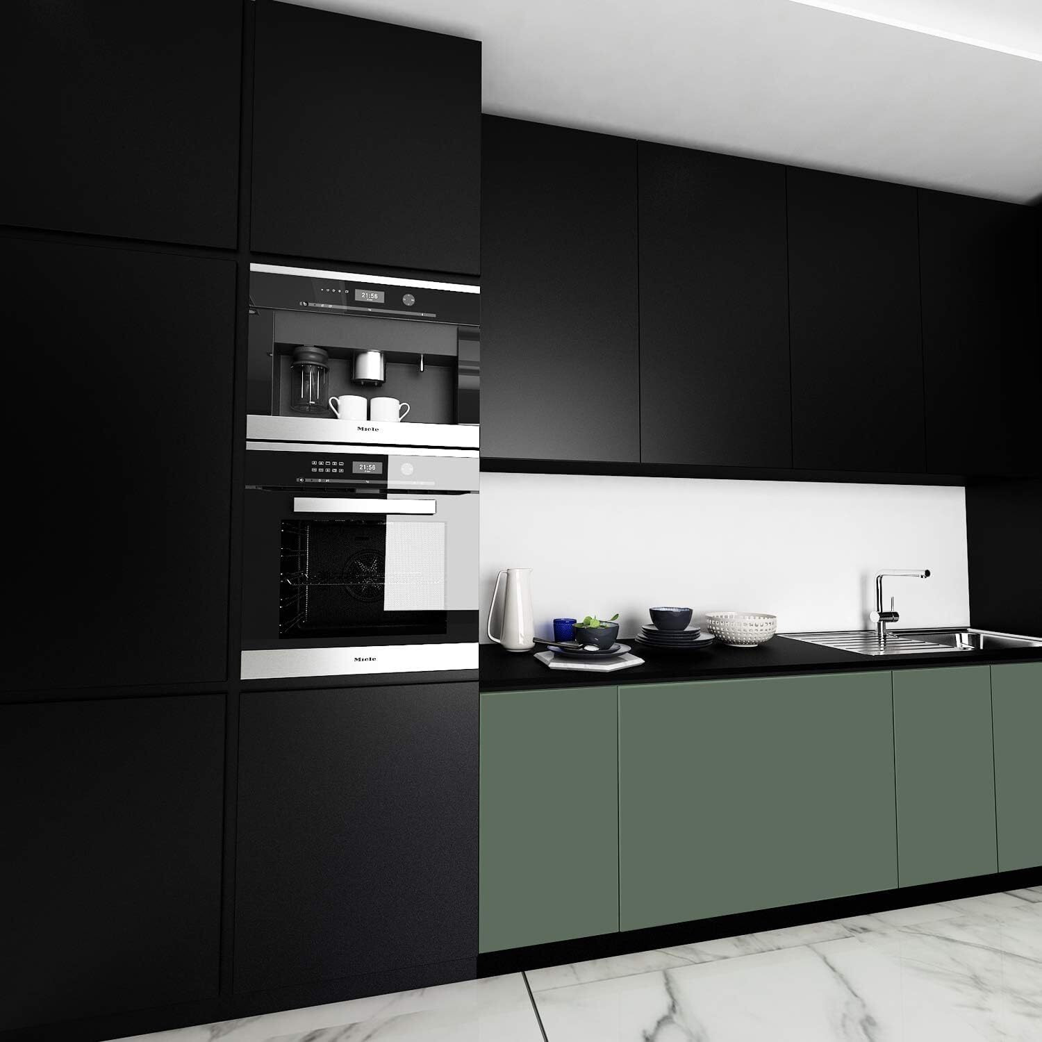 Livelynine Matte Black Contact Paper For Cabinets Waterproof Peel And Stick Black Wallpaper For Cabinet Vinyl Wrap Bedroom Desk Bathroom Countertops Cover Sticker Appliances Removable 15.8X78.8 Inch