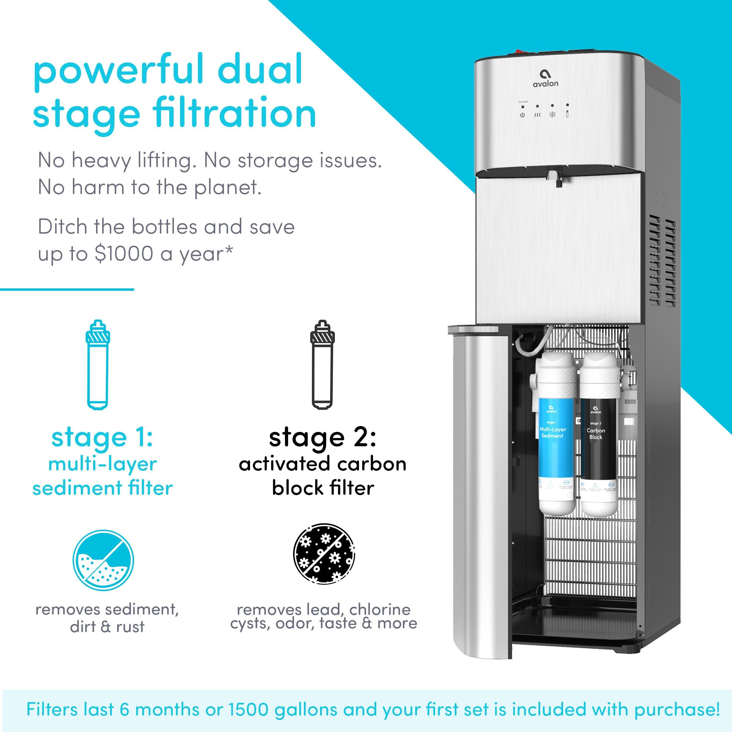 Avalon Self Cleaning Bottleless Water Cooler Water Dispenser - 3 Temperature Settings - Hot, Cold & Room Water, Durable Stainless Steel Cabinet, Nsf Certified Filter- Ul Listed