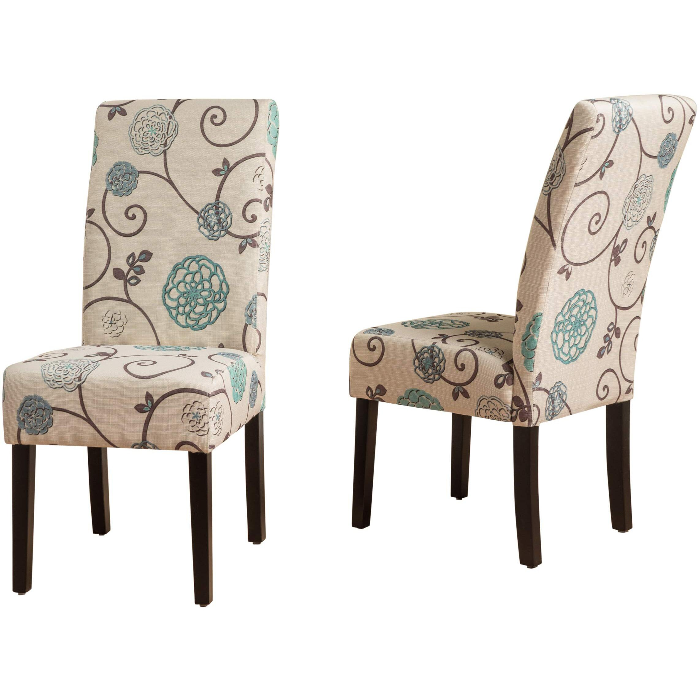 Christopher Knight Home Pertica Fabric Dining Chairs, 2-Pcs Set, Polyester White And Blue Floral