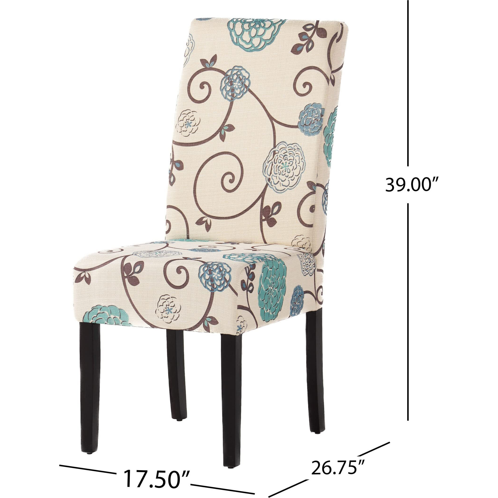 Christopher Knight Home Pertica Fabric Dining Chairs, 2-Pcs Set, Polyester White And Blue Floral