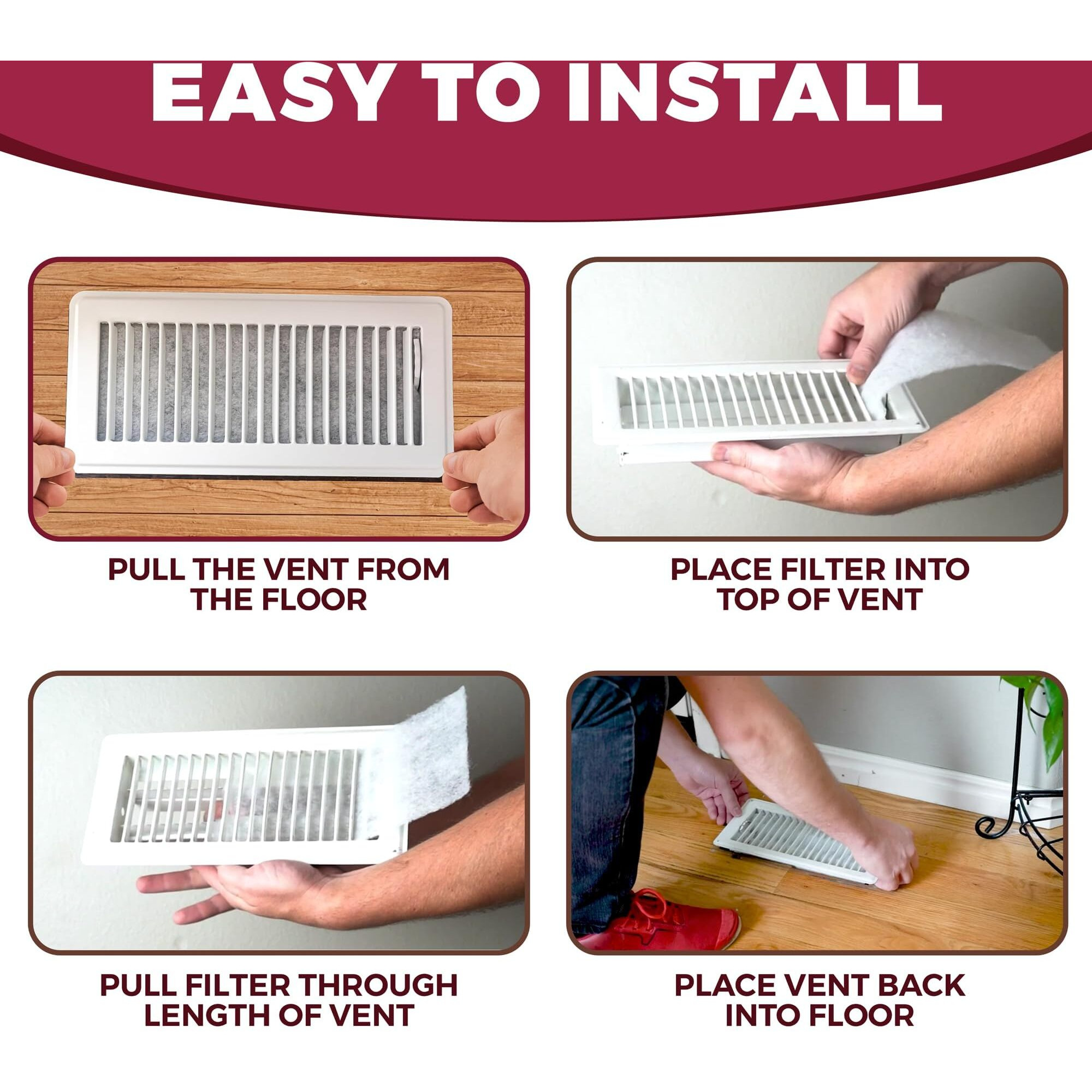 Northwest Enterprises Vent Filter, Air Vent Filters, 48 Floor Vent Filters - 4"&quotX10"", 90 Day Filtration.