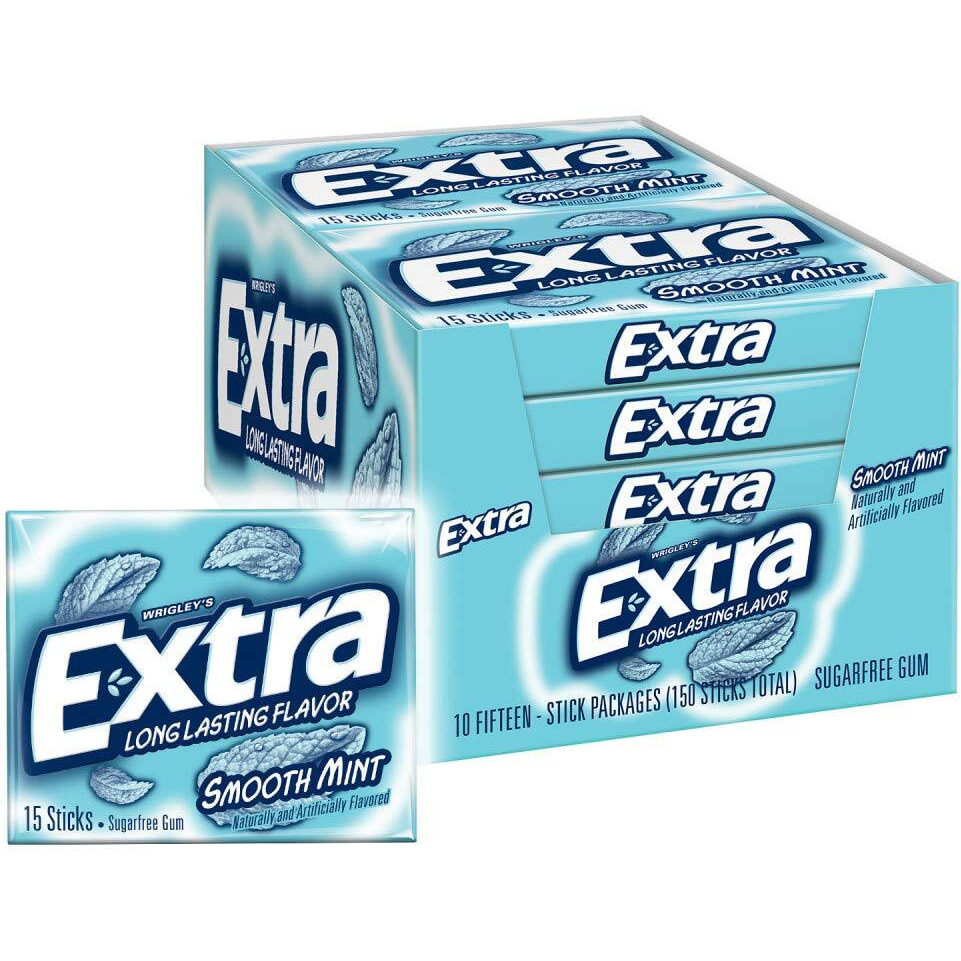 Extra Smooth Mint Sugarfree Gum 15 Count (Pack Of 10)