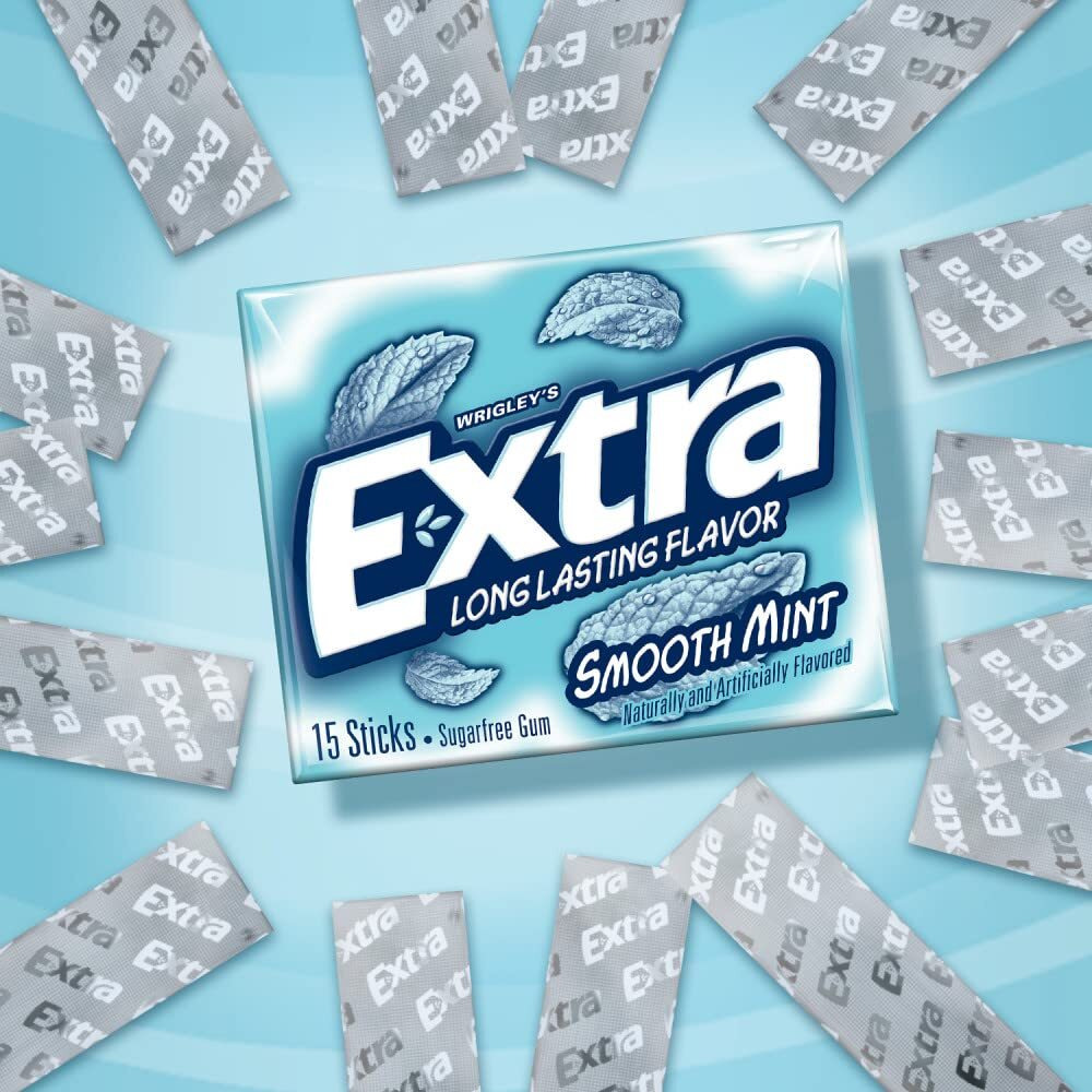 Extra Smooth Mint Sugarfree Gum 15 Count (Pack Of 10)