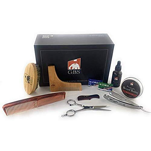 G.B.S Beard Care Razor Kit, Beard Oil, Beard Brush, Sandalwood Beard Balm, Barber Scissors, Dressing Comb, Mct Mustache Comb And Razor Shavette Blades