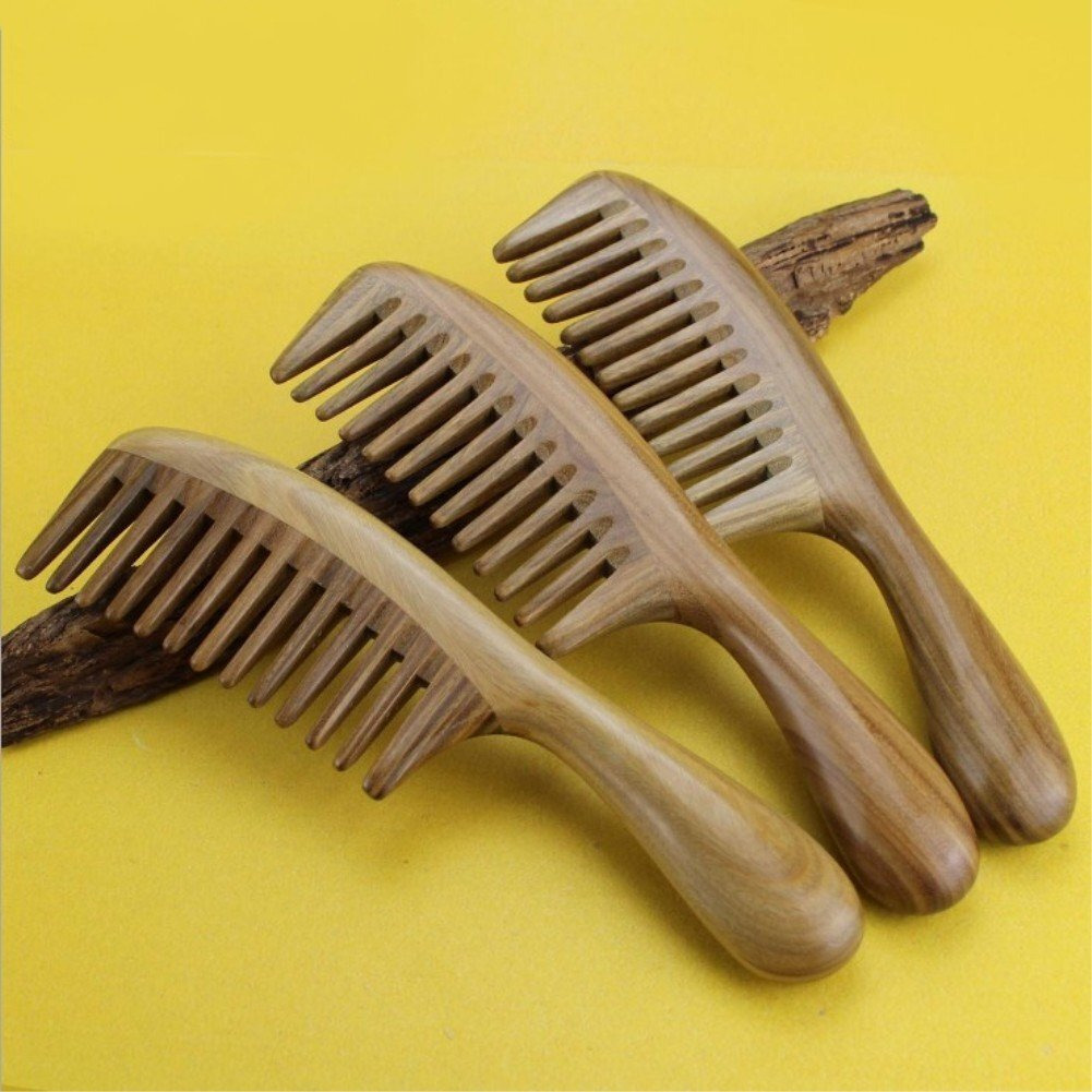 Sandalwood Wood Comb No Static Handmade Wide Tooth Comb And Fine Tooth Teasing Tail Comb Natural Buffalo Horn Teeth Comb Wooden Comb Set