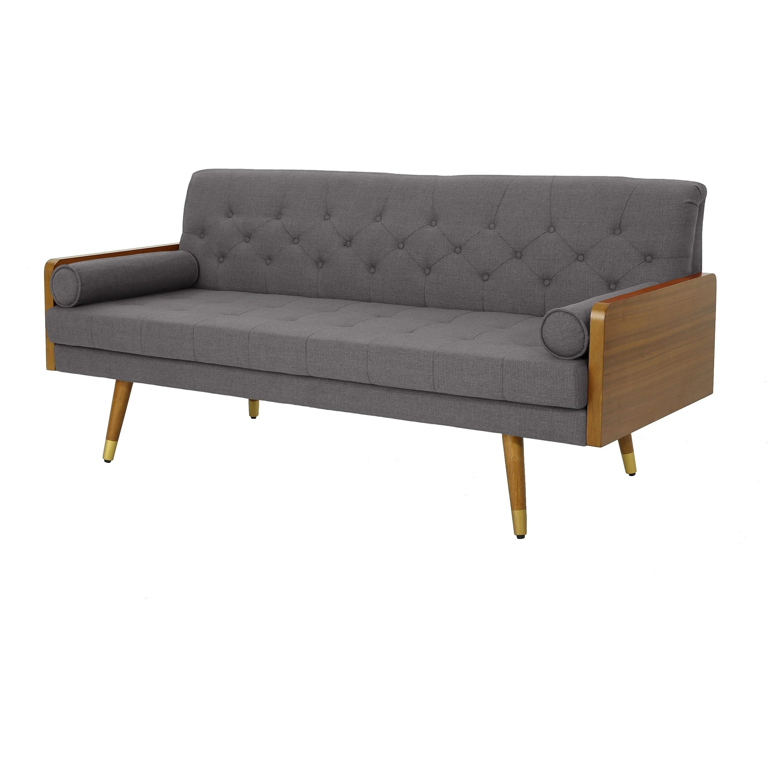 Christopher Knight Home Gdfstudio Christopher Knight Home Aidan Mid Century Modern Tufted Fabric Sofa, Gray
