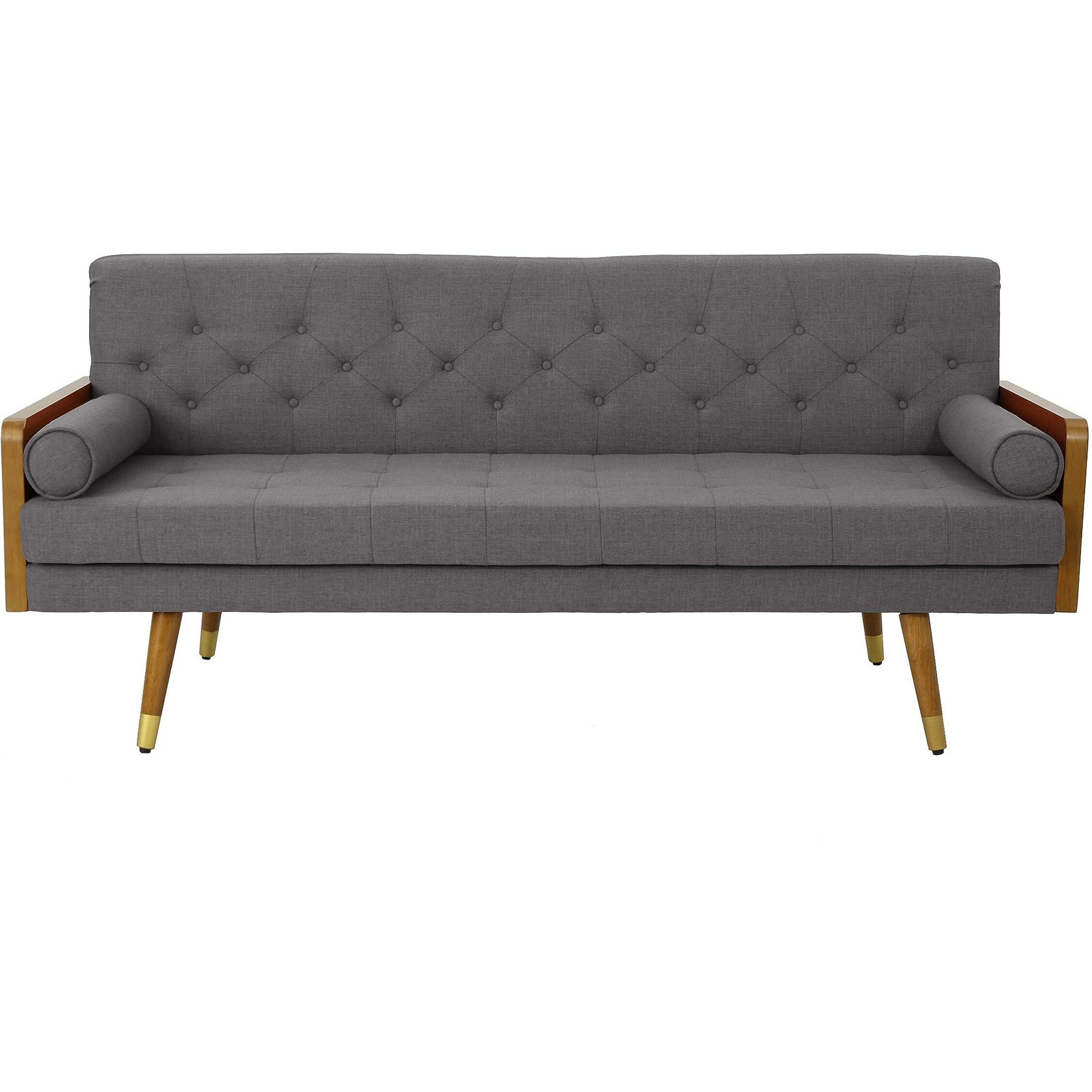 Christopher Knight Home Gdfstudio Christopher Knight Home Aidan Mid Century Modern Tufted Fabric Sofa, Gray