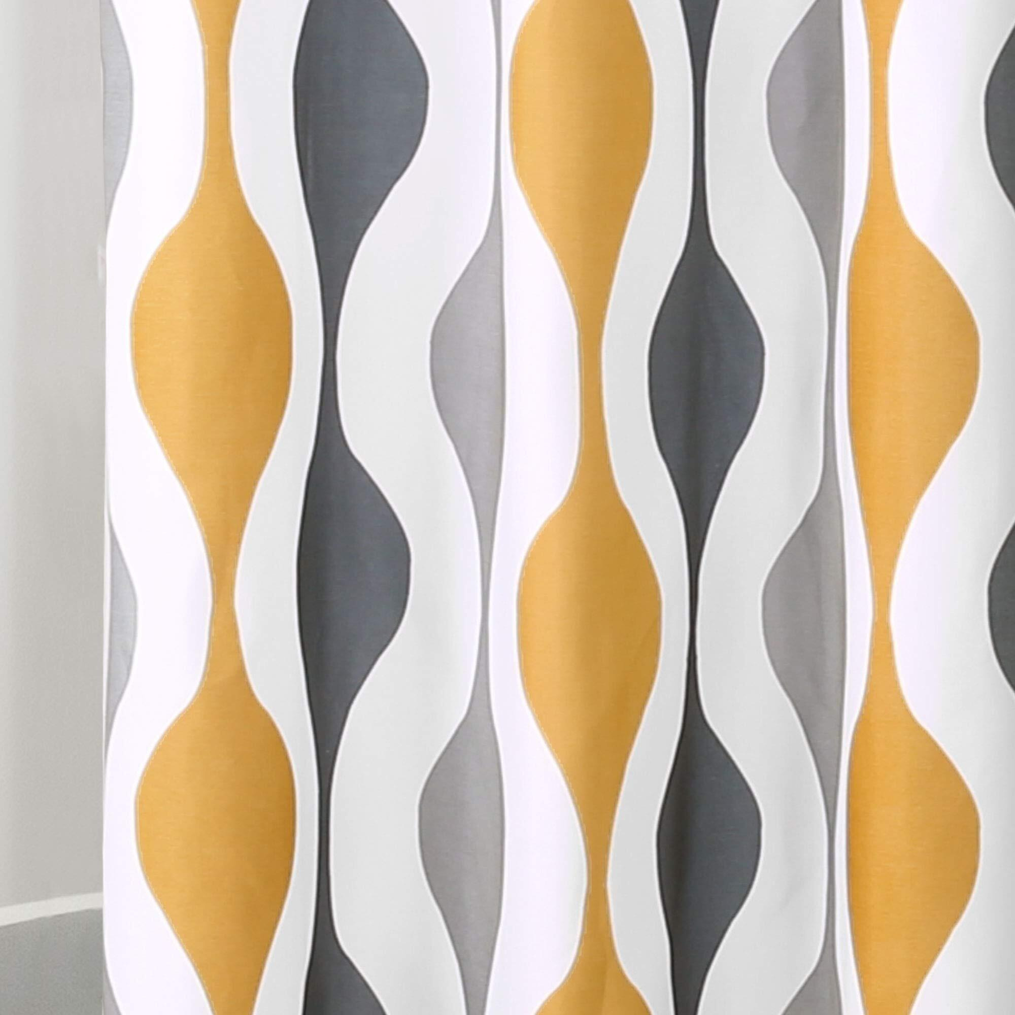 Lush Decor Mid Century Geo Shower Curtain, 72"" X 72"", Gold & Gray
